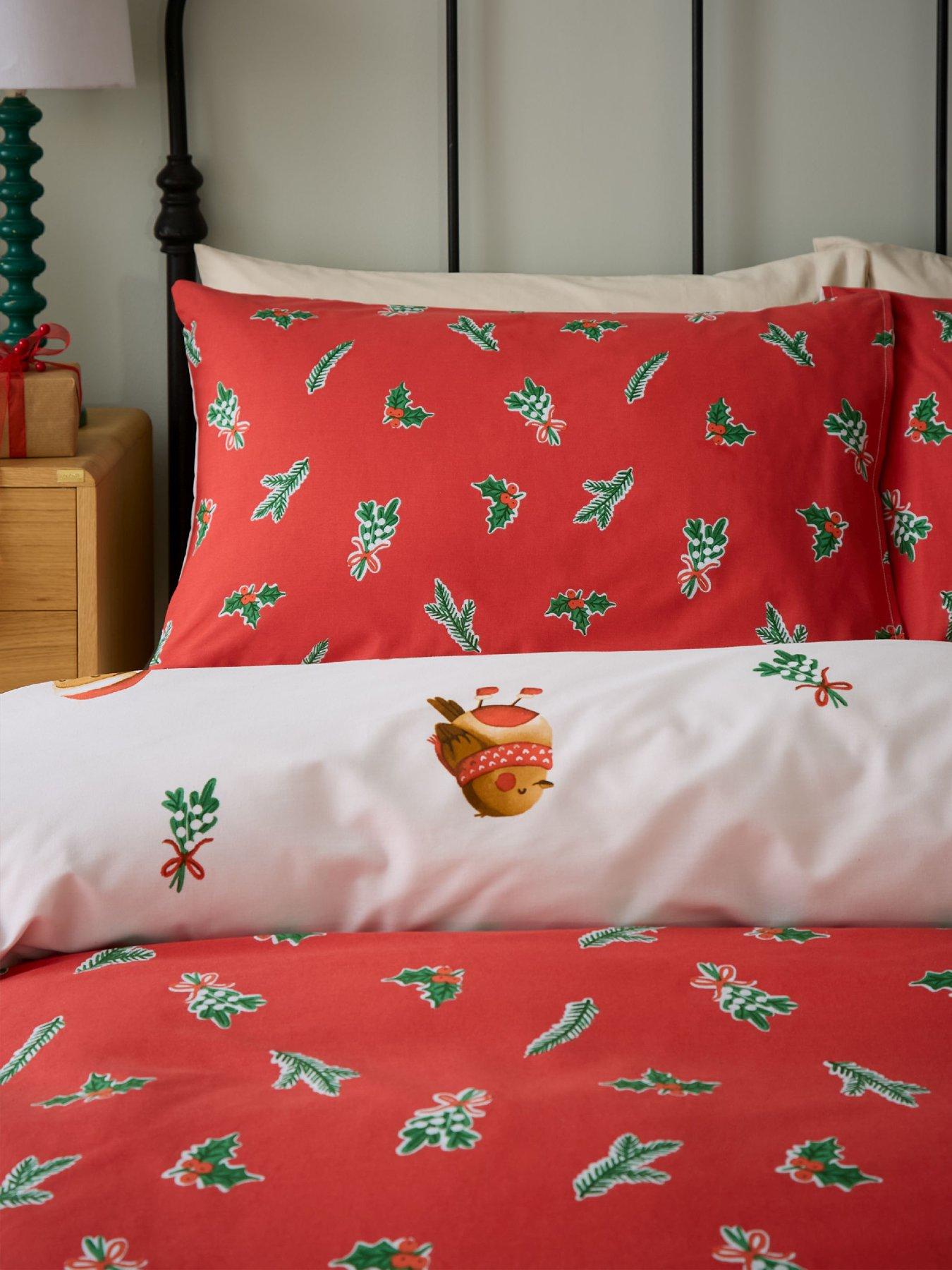 Image 3 of 5 of Catherine Lansfield Christmas Robins Duvet Cover Set