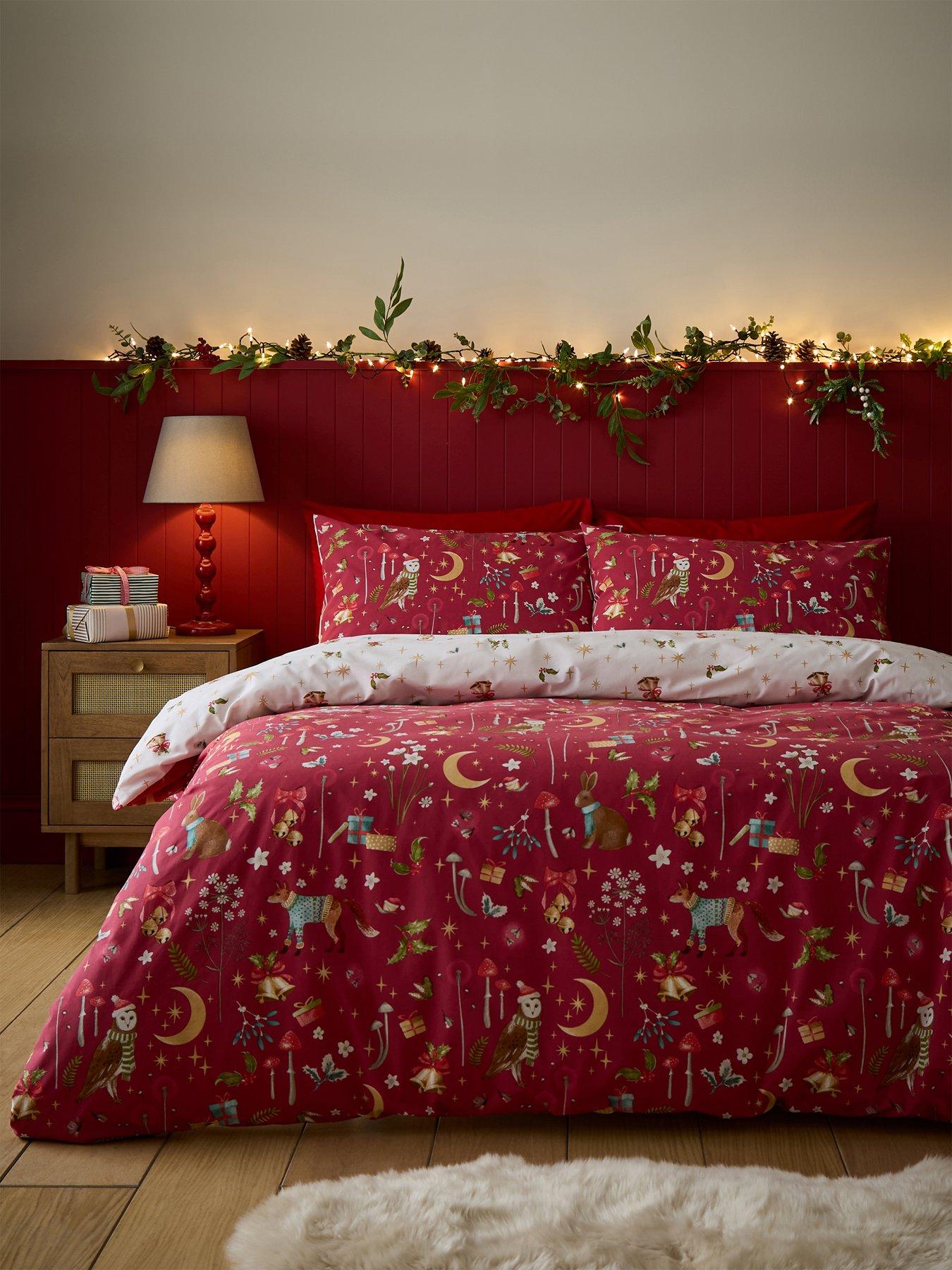 Catherine Lansfield Christmas Enchanted Twilight Single Duvet Cover Set Red - Image 7