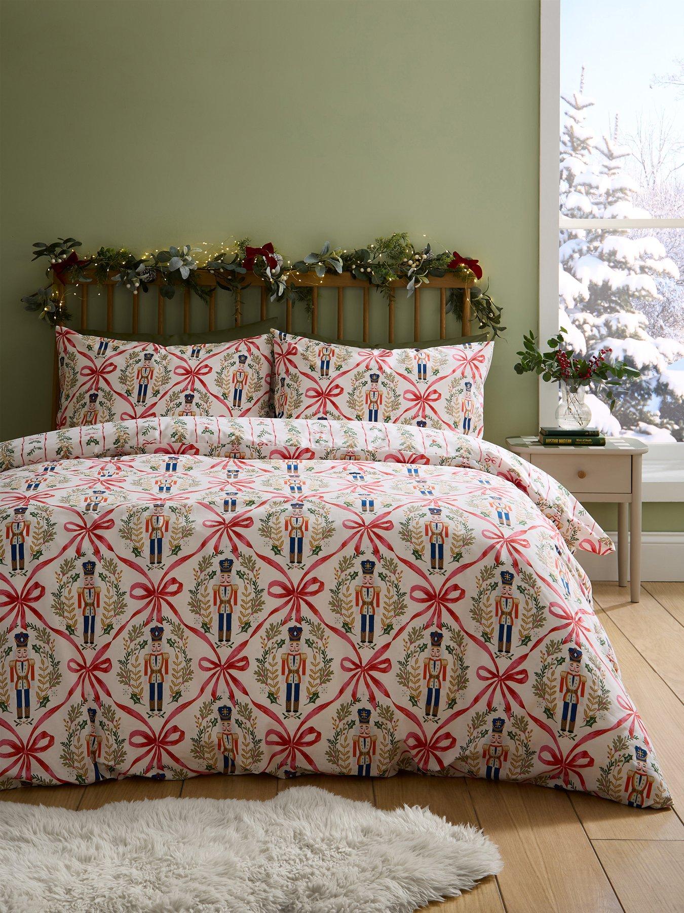 Catherine Lansfield Christmas Nutcracker Bows Single Duvet Set Natural