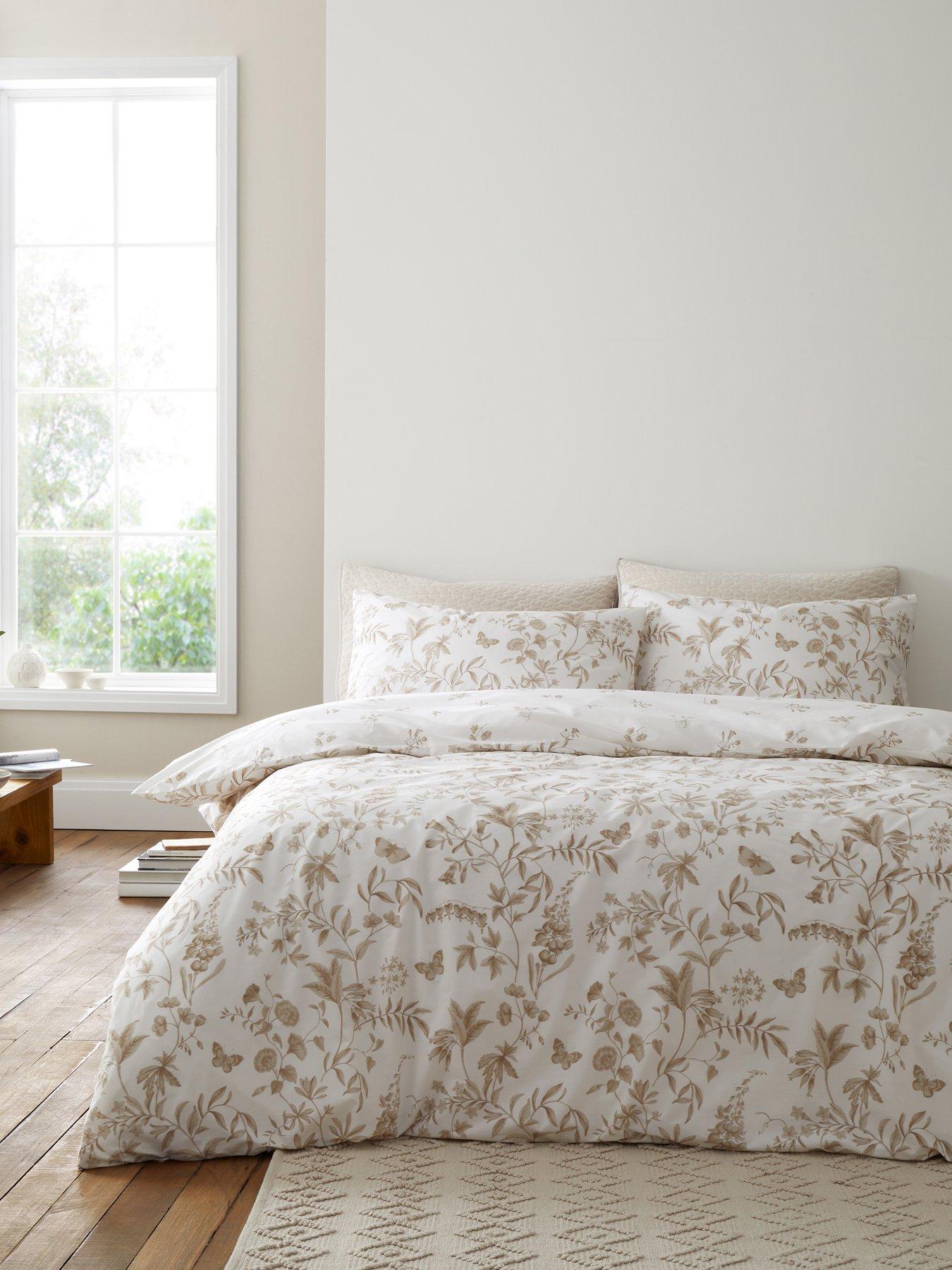 Bianca Natural Thea Floral Reversible 200 Thread Count Cotton Duvet Cover Set - Image 6