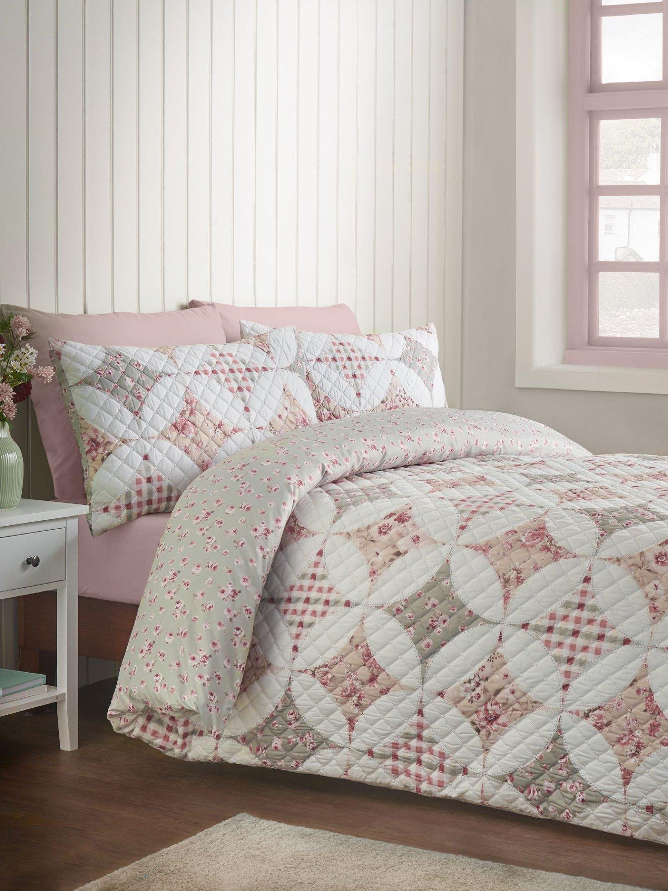 Catherine Lansfield Pinsonic Patchwork Single Duvet Cover Set Green - Image 5