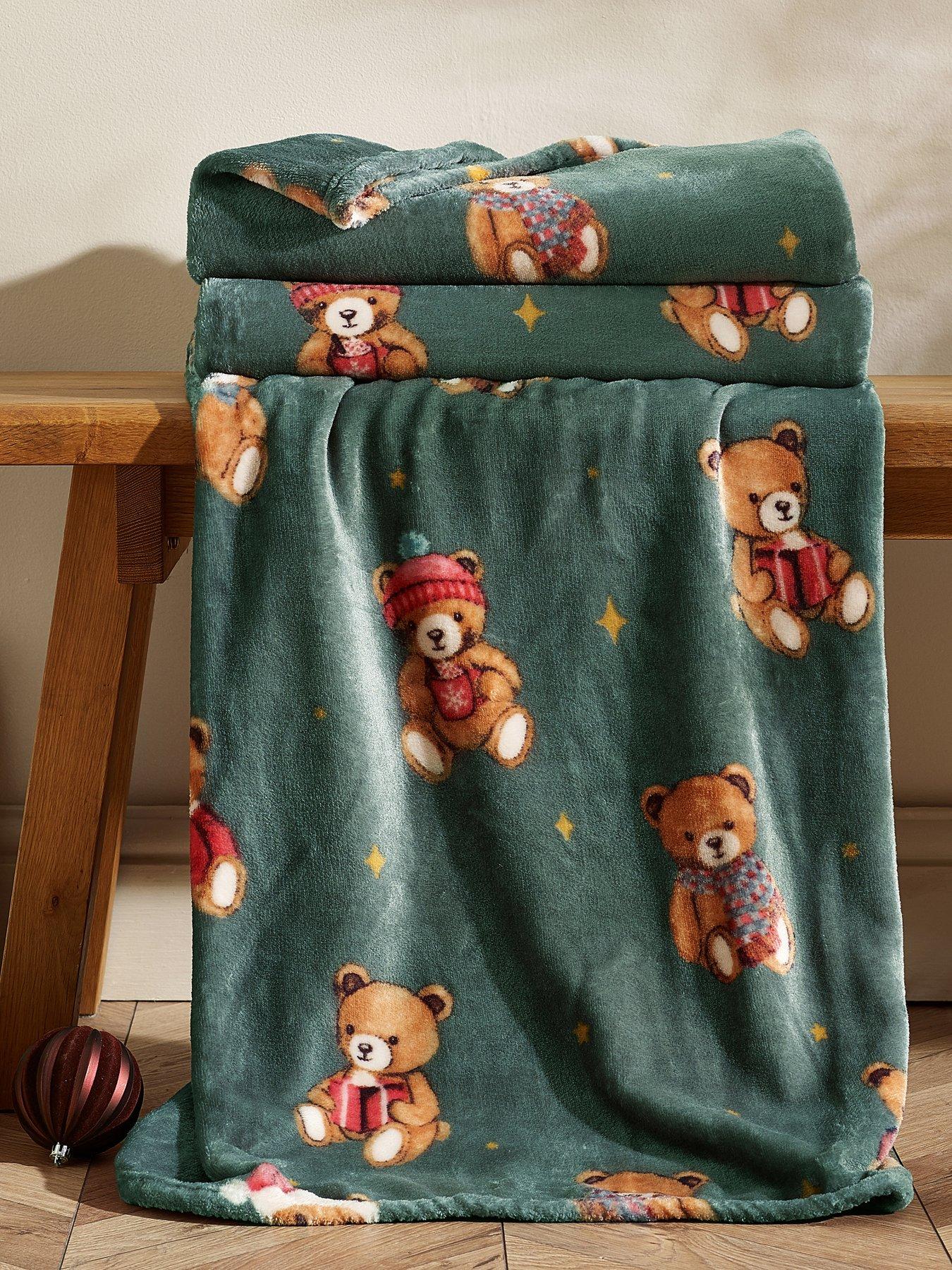 Catherine Lansfield Christmas Tartan Teddy Bear Soft Fleece Throw - Image 6