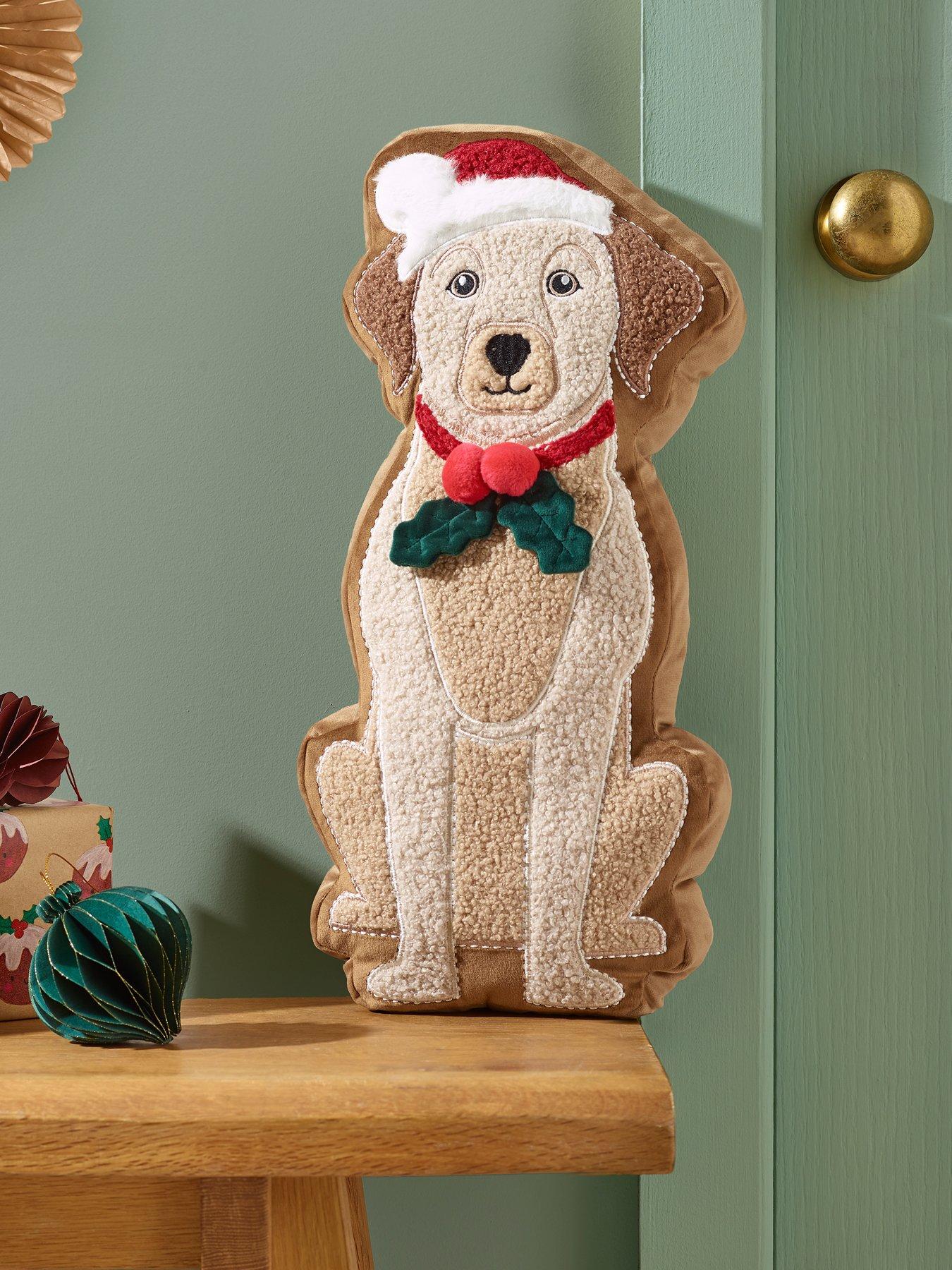 B&Q -  Christmas Dog 3D Shaped Cushion Cream / Red - Image 10