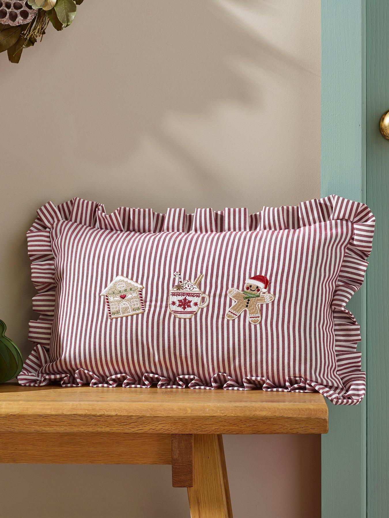Catherine Lansfield Unisex Natural 'Christmas Gingerbread Stripe' Cushion In | Size: 30 Cm X 50 Cm - Image 9