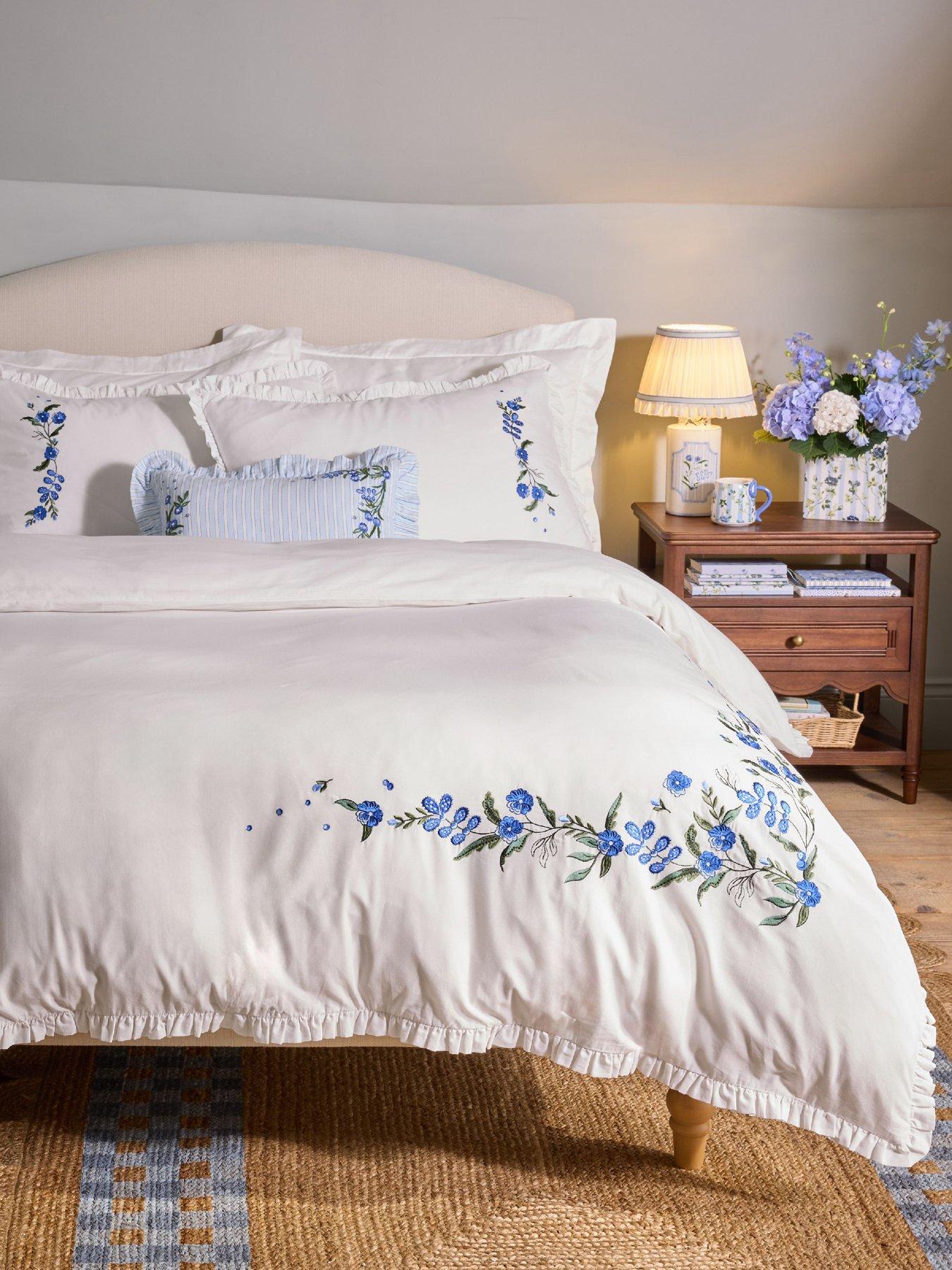 Cath Kidston Forget Me Knot Floral Frill 100% Cotton Duvet Cover Set