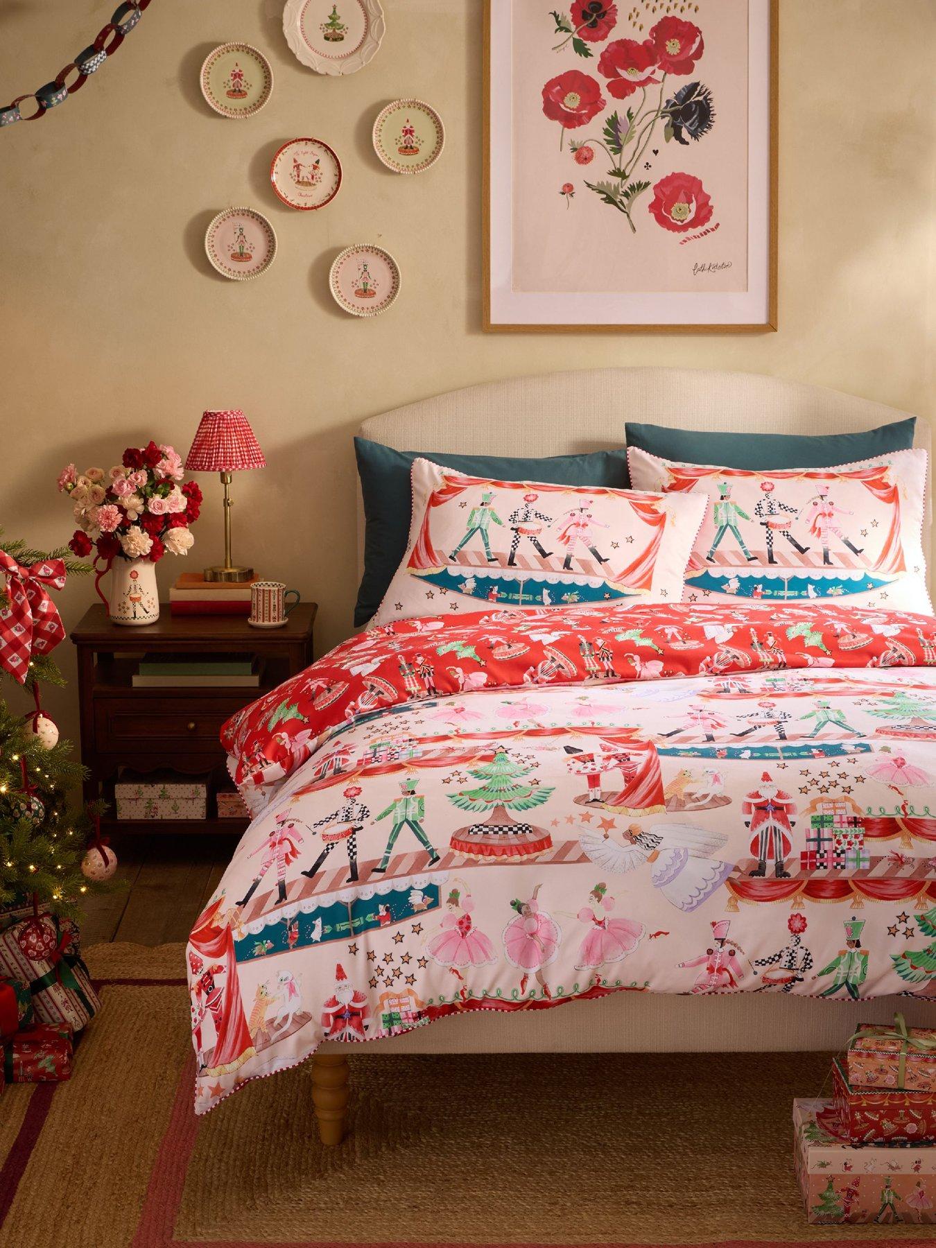 Cath Kidston Unisex Red Christmas Nutcracker Scene Duvet Cover Set In | Size: Double - Image 6