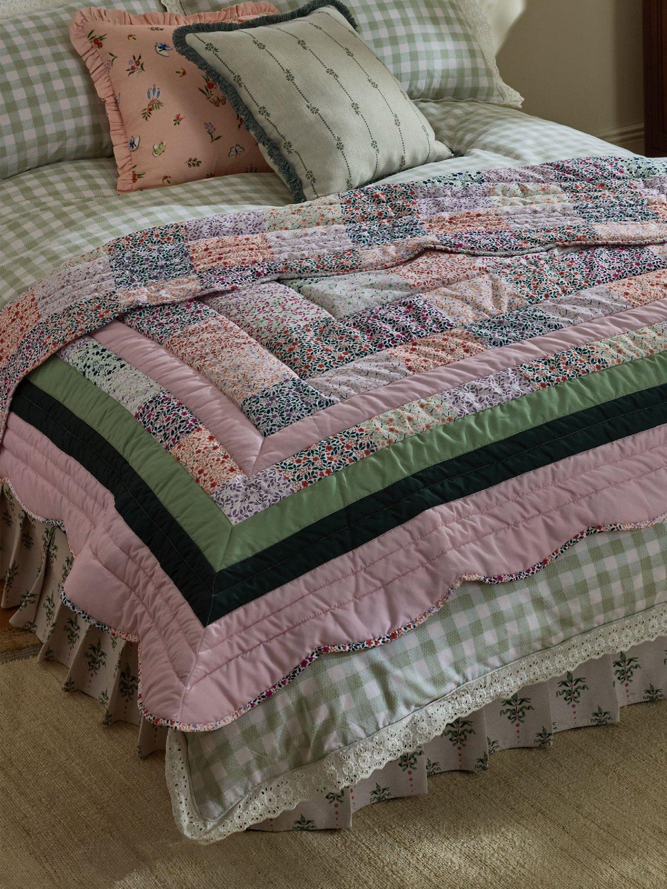 Image 1 of 4 of Cath Kidston Heirloom Patchwork Scallop Edge Reversible Bedspread