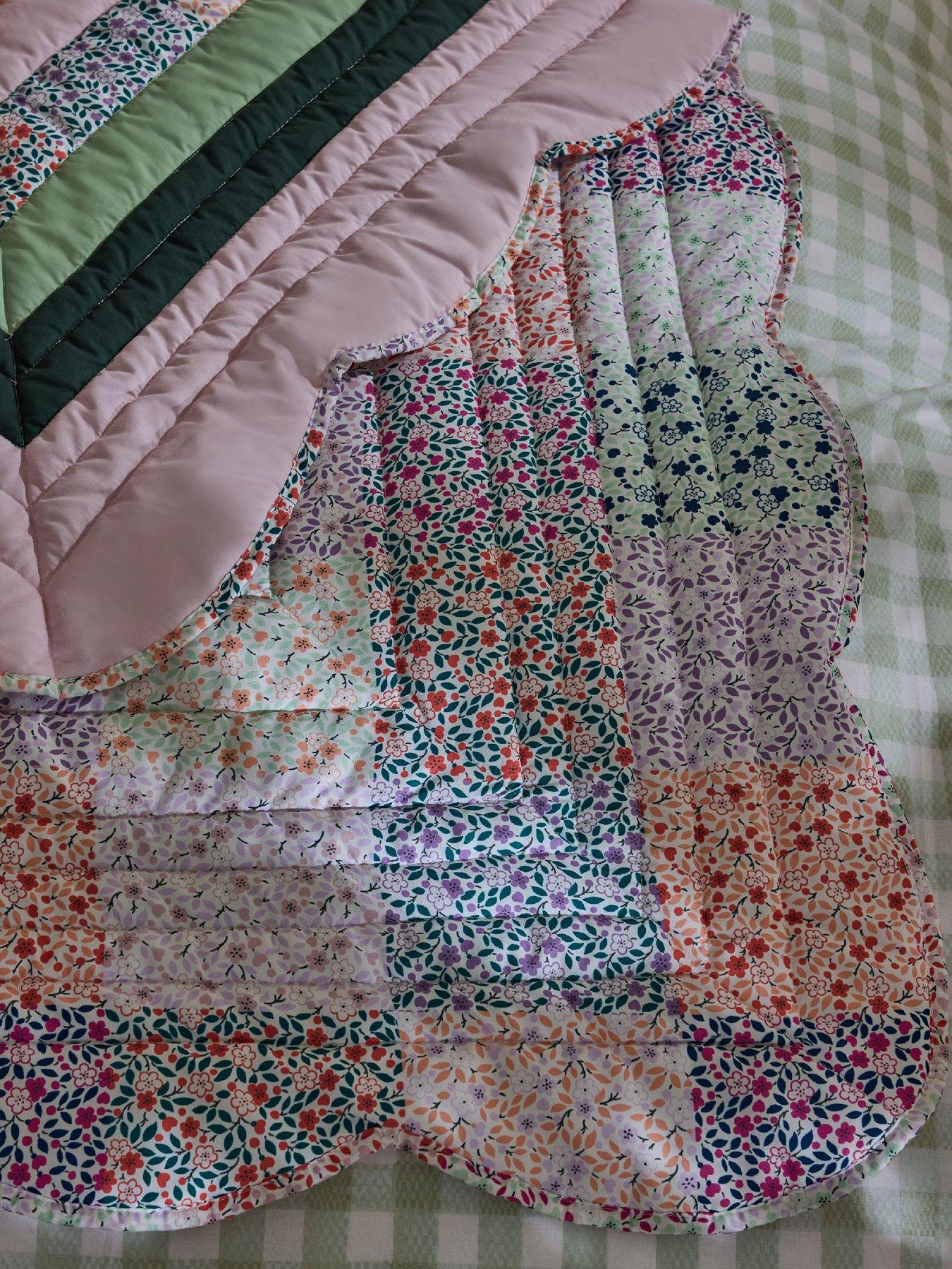 Image 3 of 4 of Cath Kidston Heirloom Patchwork Scallop Edge Reversible Bedspread