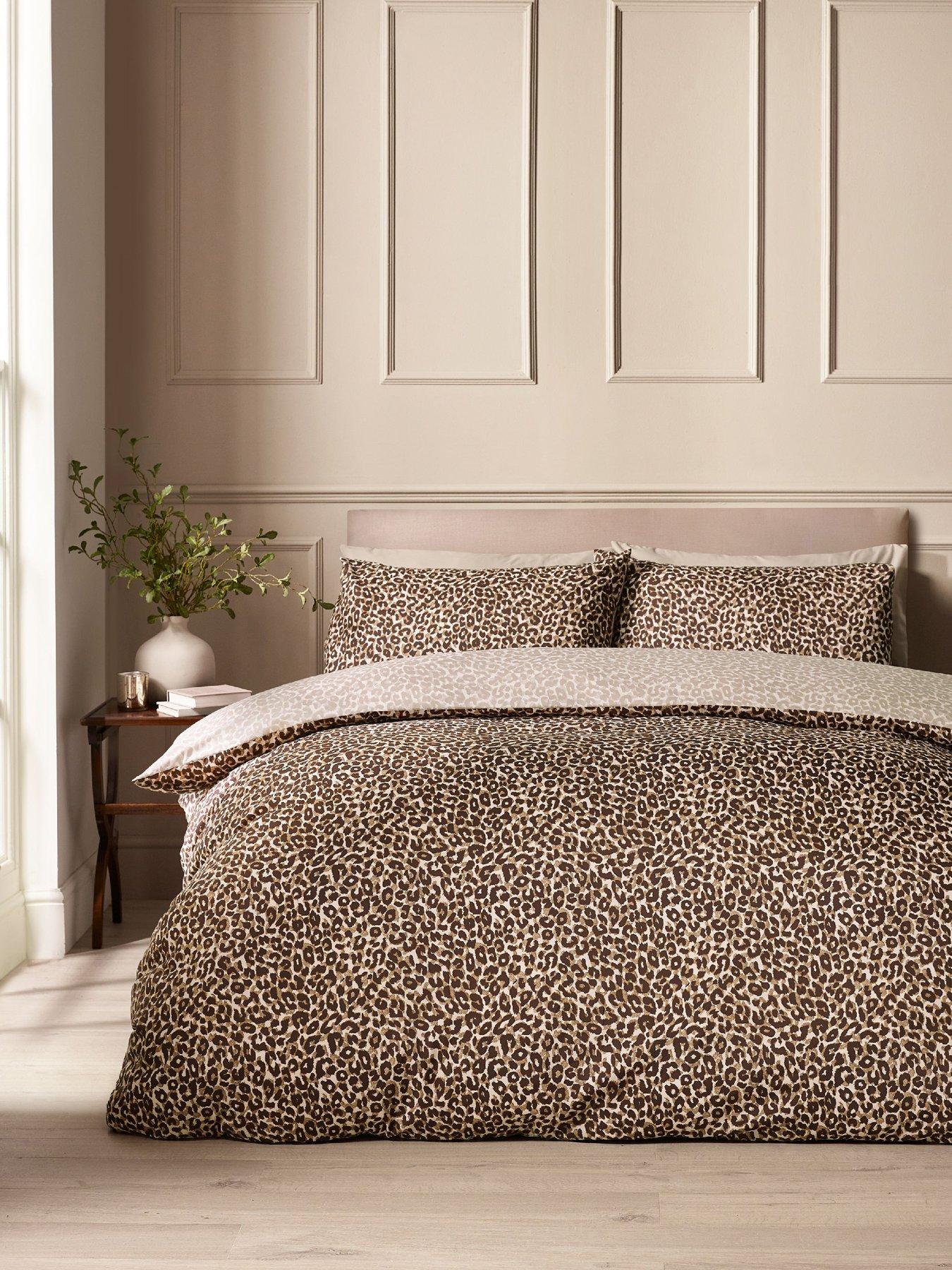 Catherine Lansfield Animal Print King Duvet Set Brown