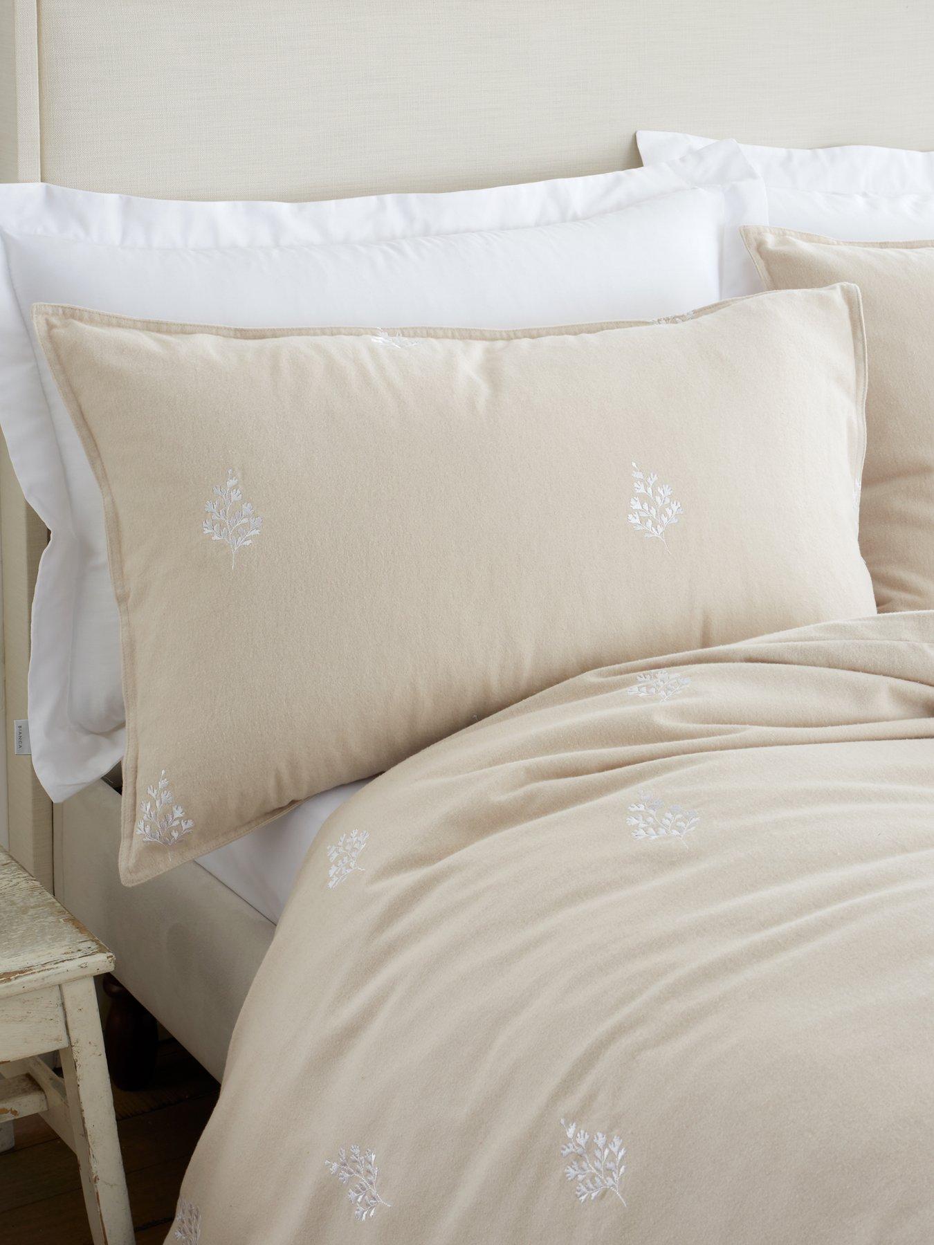 Rackhams Brushed Cotton Embroidery Leaf Duvet Cover Set Natural - Double - Natural - Image 4