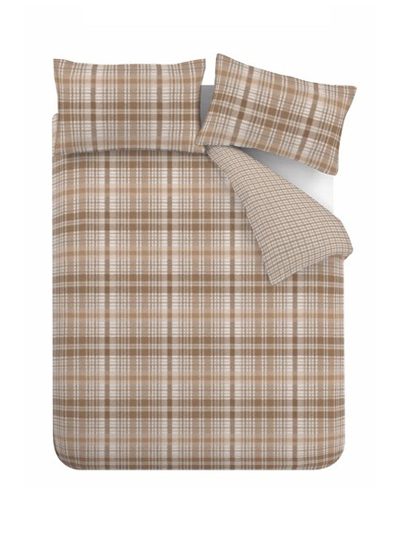 Image 2 of 6 of Catherine Lansfield Brushed Hamish Check Duvet Set Natural