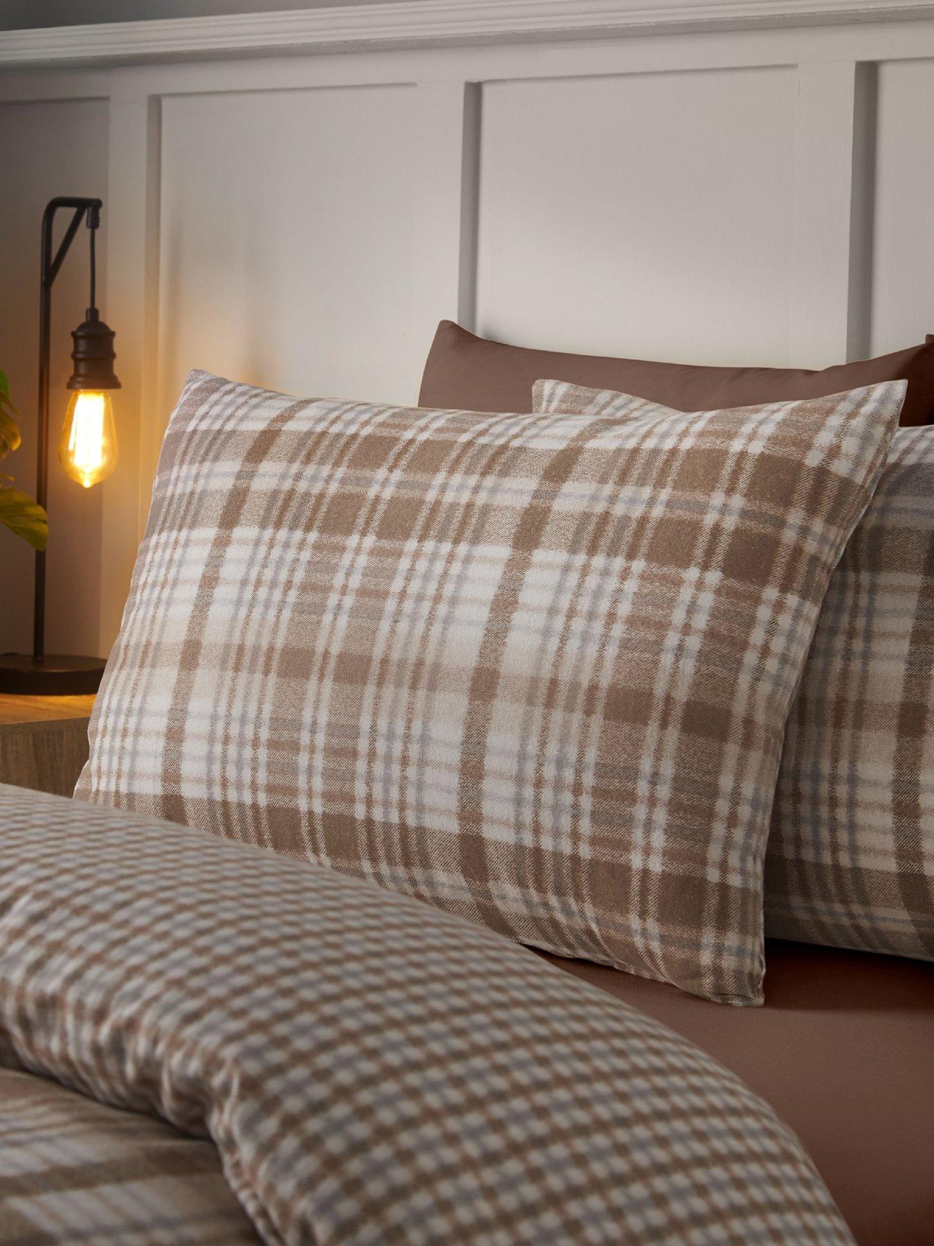 Image 5 of 6 of Catherine Lansfield Brushed Hamish Check Duvet Set Natural