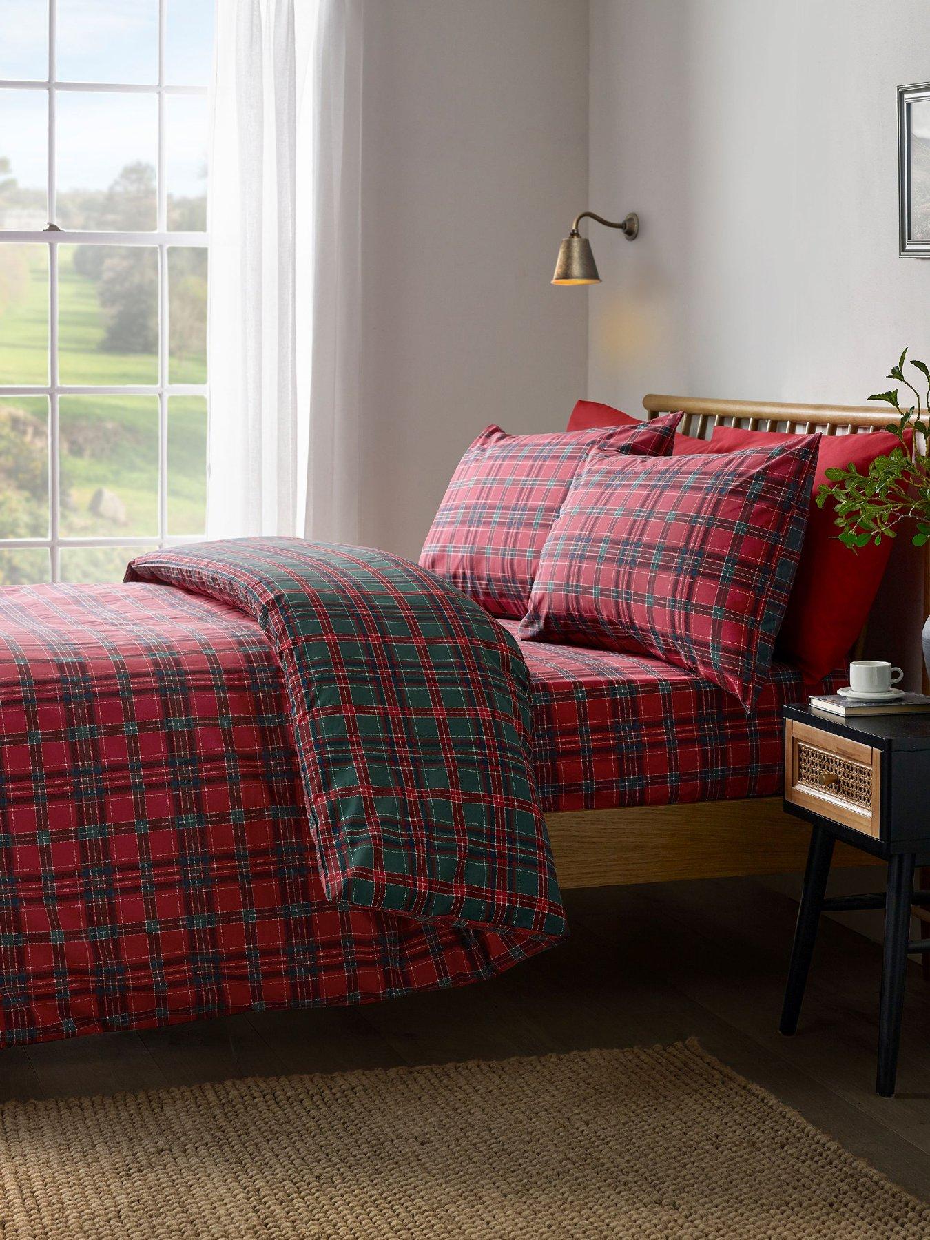 Catherine Lansfield Tartan Check Reversible Duvet Cover Set Red / Green Double - Image 7