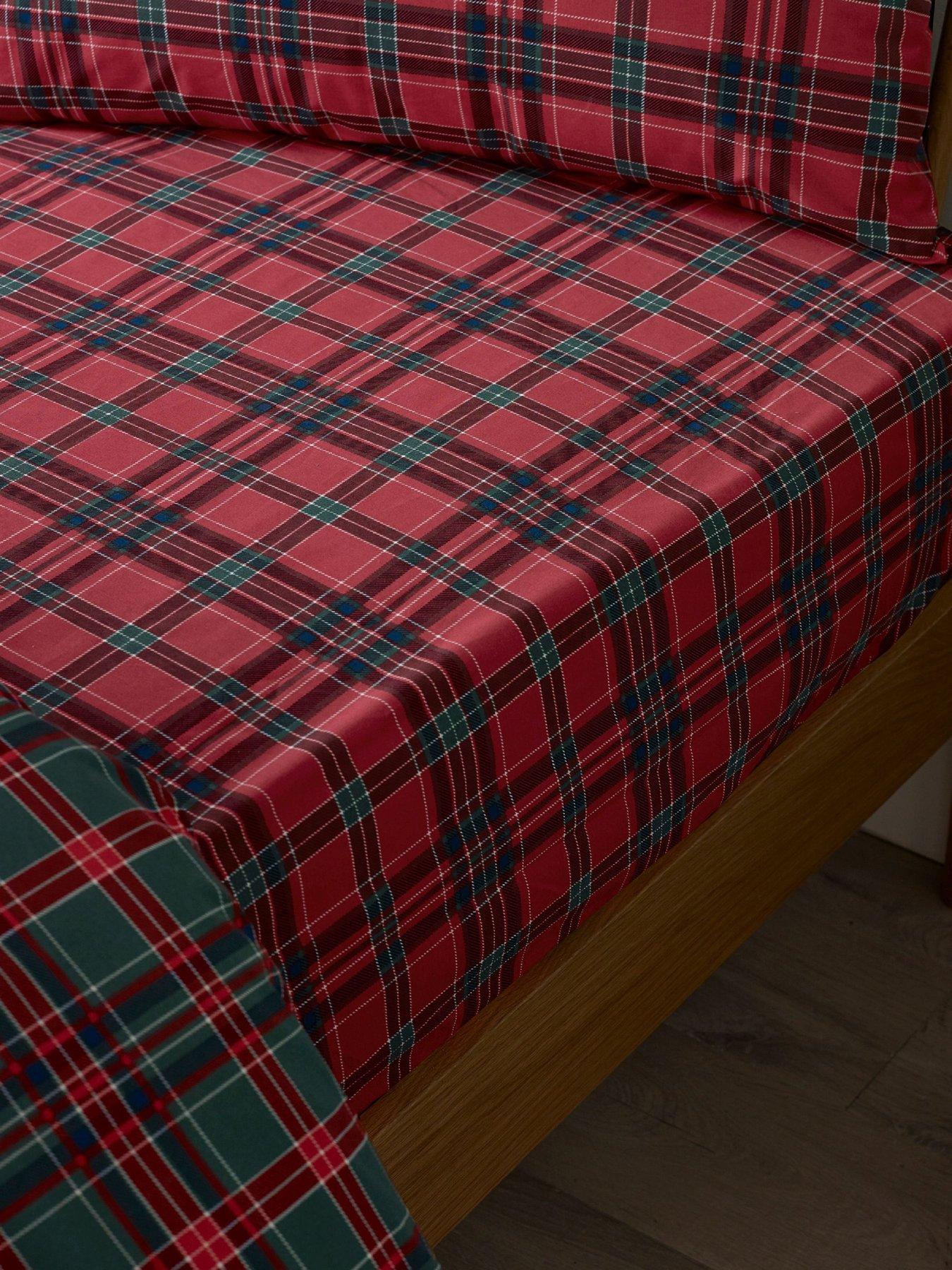Catherine Lansfield Tartan Check Super King Fitted Sheet Red - Image 10