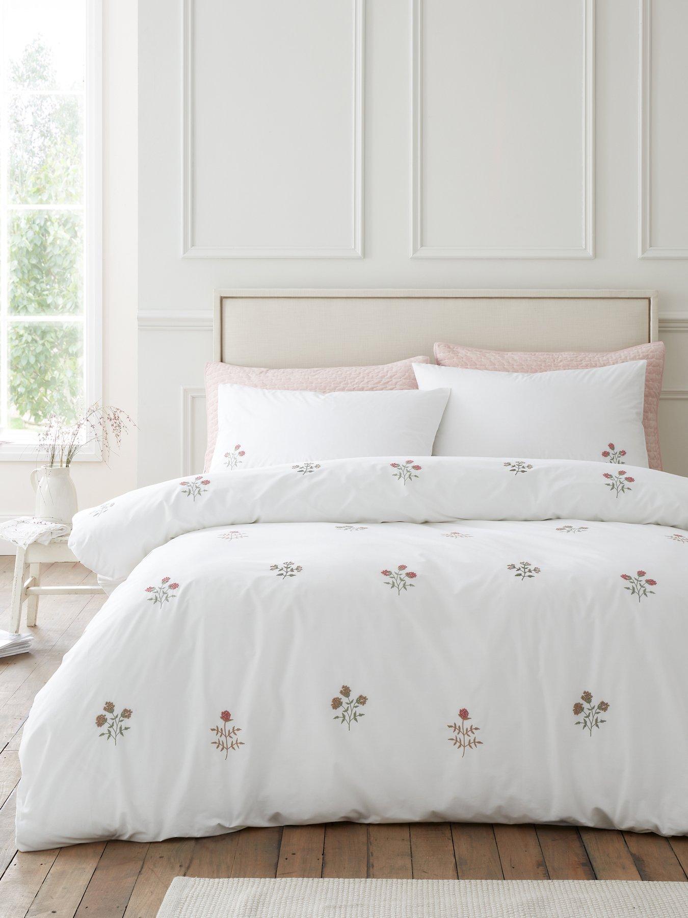Adeline Floral Embroidered 200 Thread Count Cotton Duvet Cover Set - Image 7