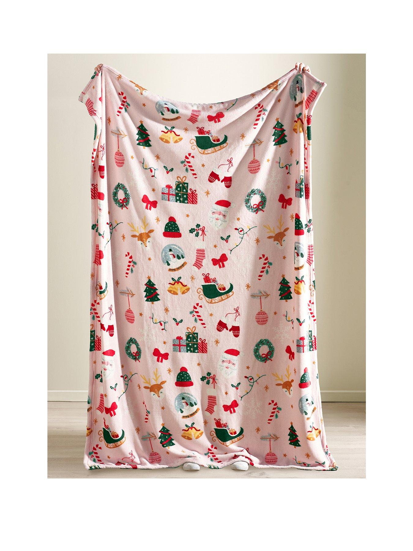 Image 2 of 3 of Catherine Lansfield Christmas Happy Holidays Soft Fleece Throw