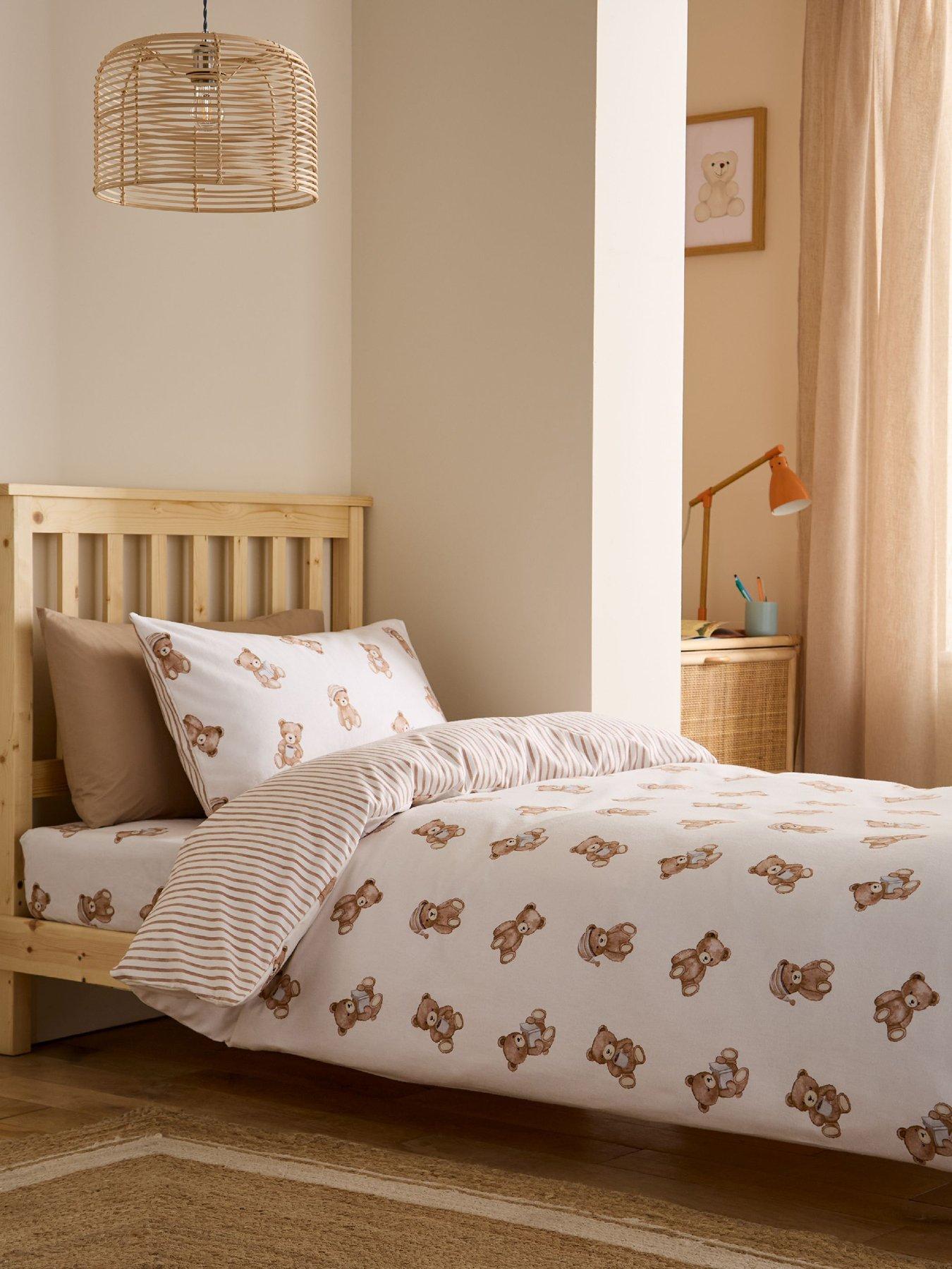 Catherine Lansfield Brushed Cotton Teddy Bear Single Duvet Cover Set Cream - Image 8