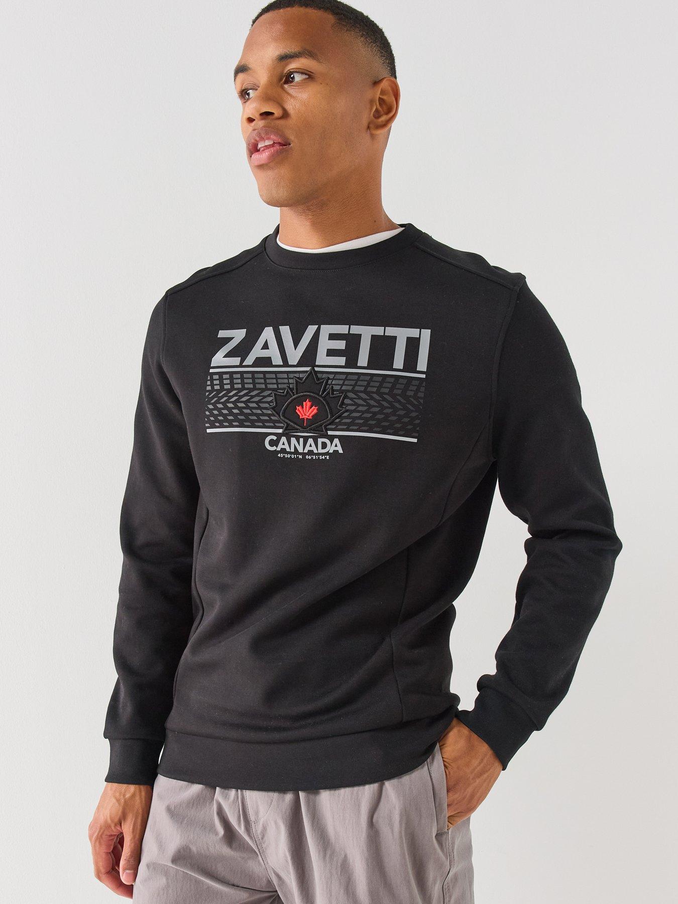 Image 1 of 5 of Zavetti Canada Dimola Panelled Pullover Logo Crew Sweatshirt - Black