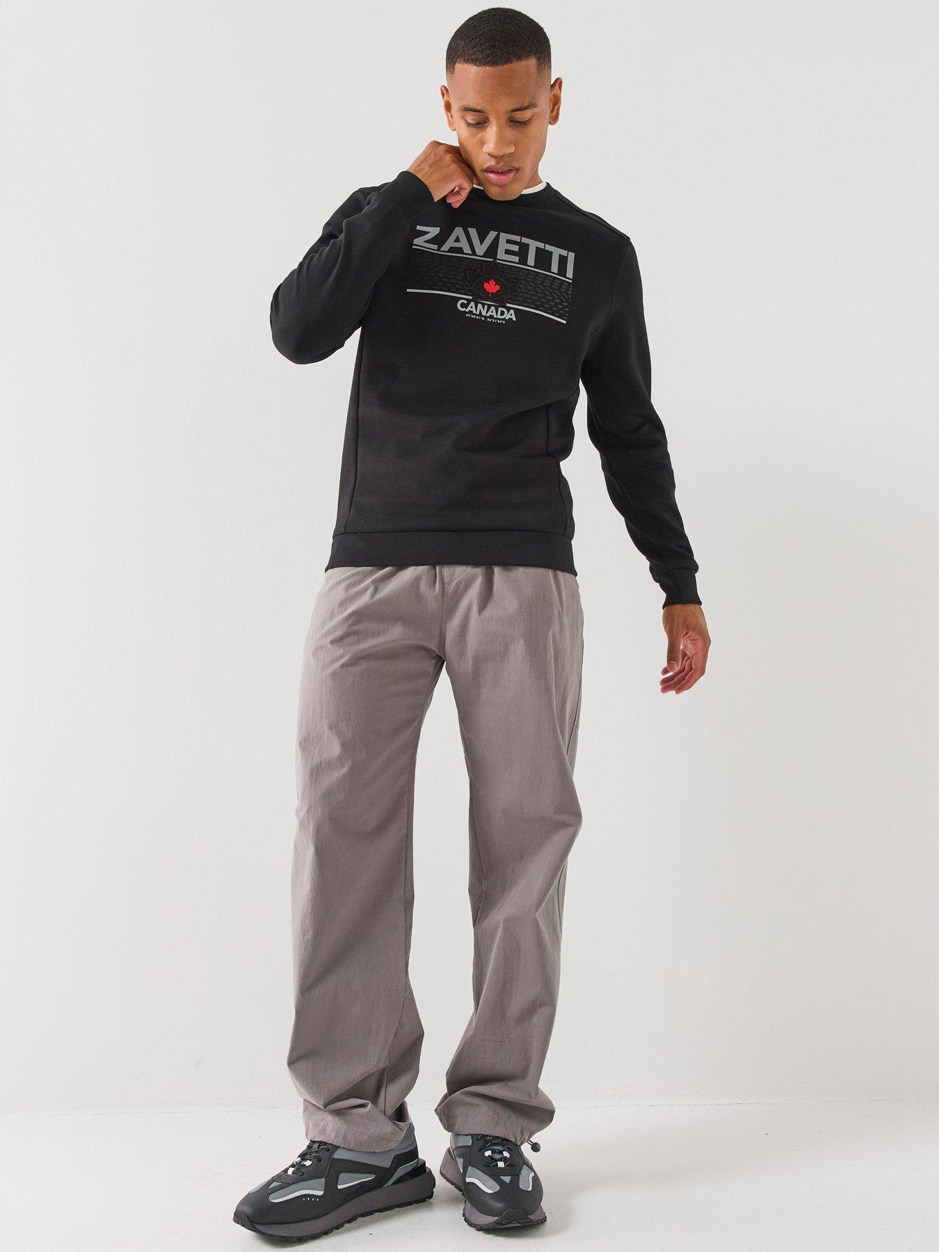 Image 3 of 5 of Zavetti Canada Dimola Panelled Pullover Logo Crew Sweatshirt - Black