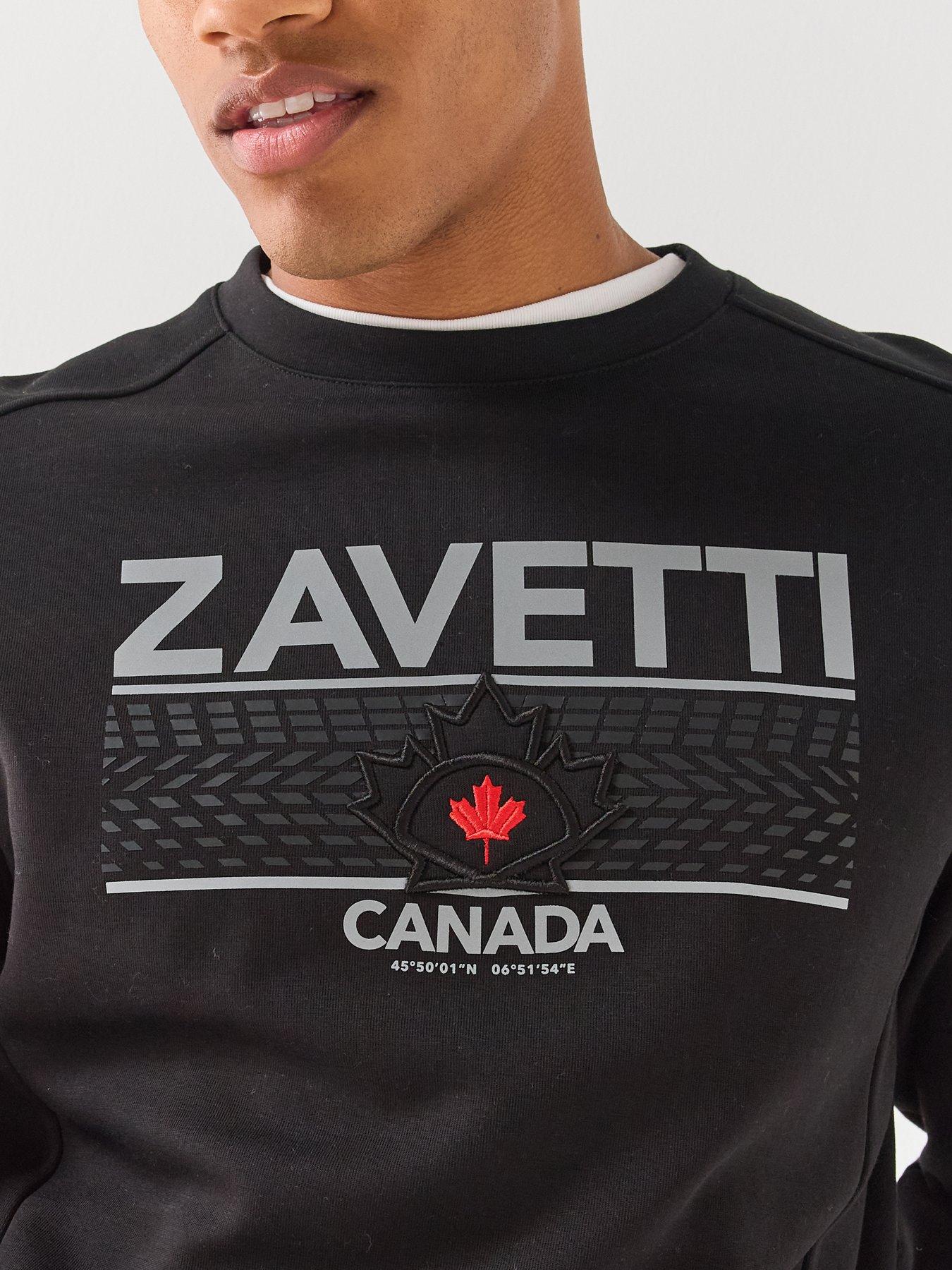 Image 4 of 5 of Zavetti Canada Dimola Panelled Pullover Logo Crew Sweatshirt - Black