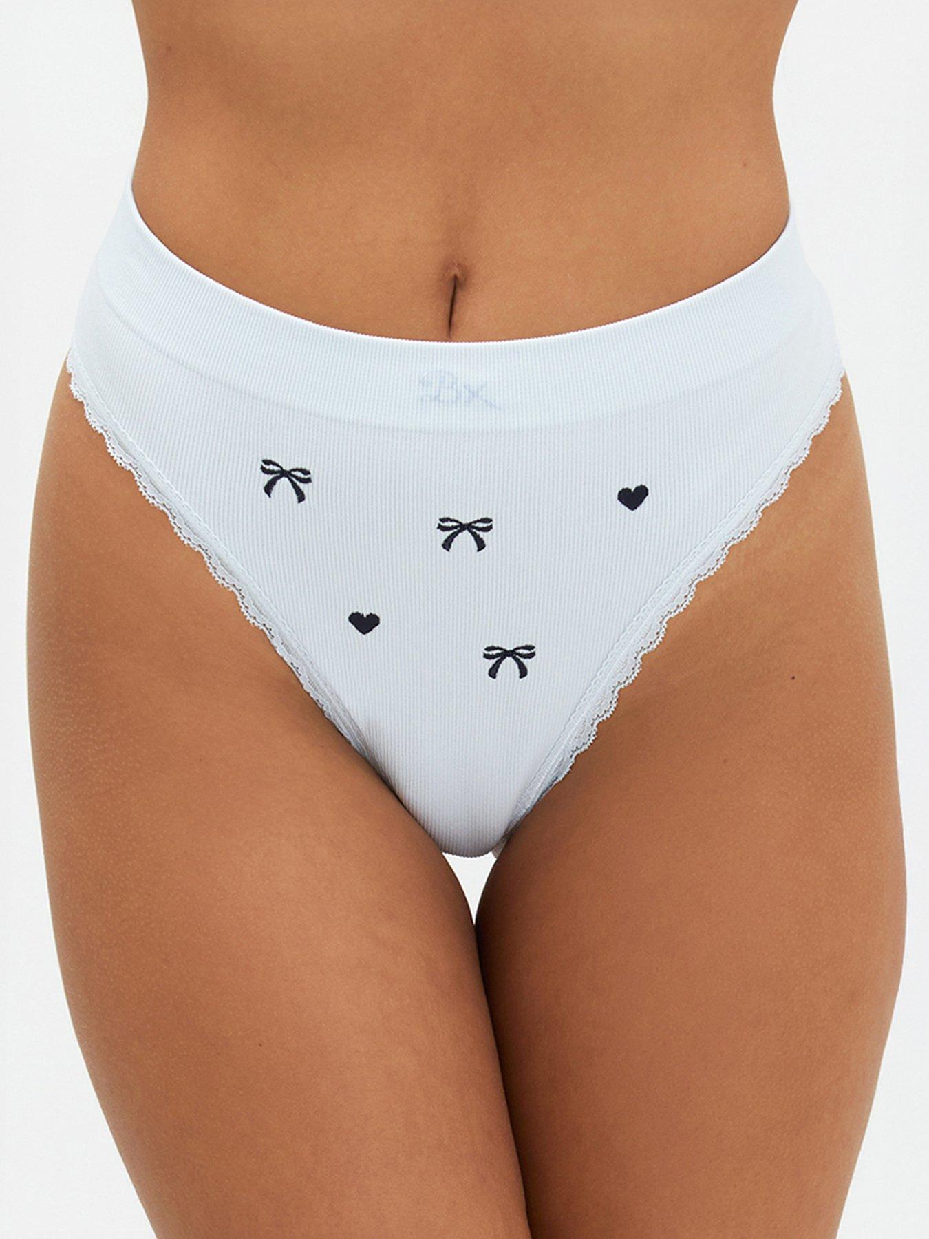 Boux Avenue Bow Emb Seamless Thong - Blue Mix