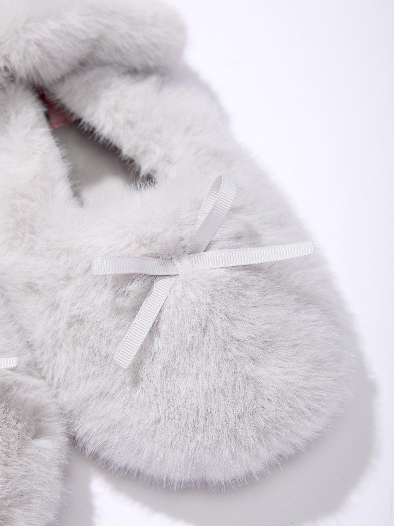 Image 5 of 5 of Boux Avenue Plush Ballet Pump Slippers - Grey