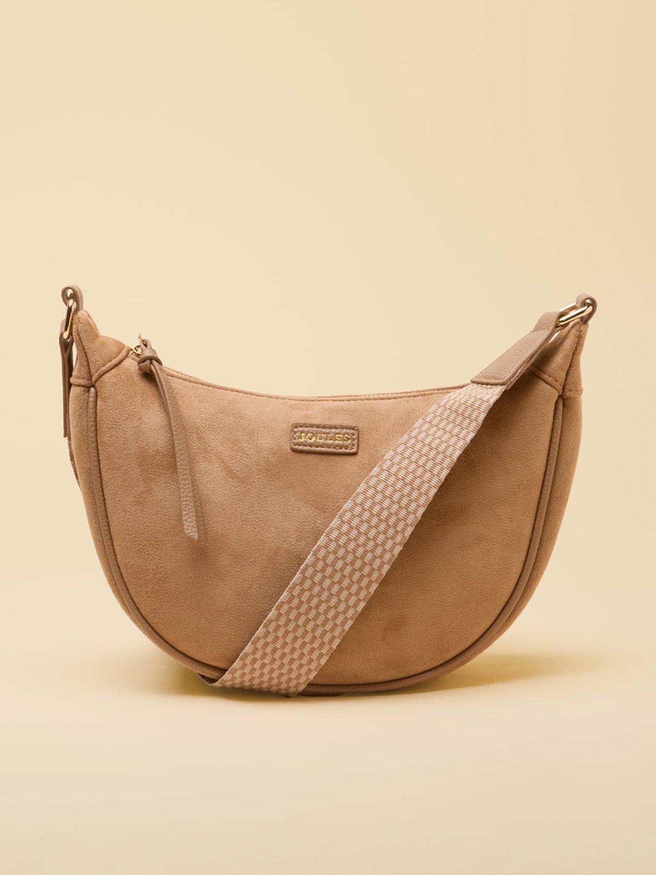 Joules Womens Moon Zip-Top Adjustable Strap Crossbody Bag - Brown