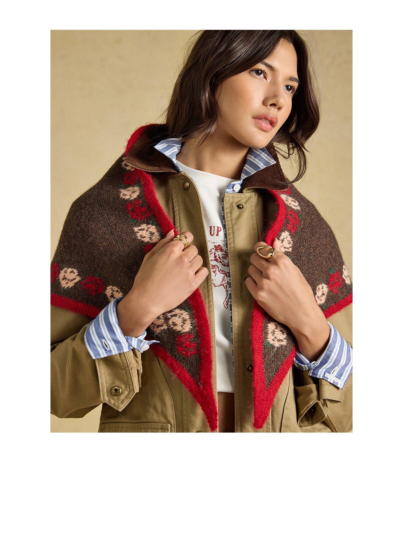 Joules Kendra Rose Triangle Scarf - Brown