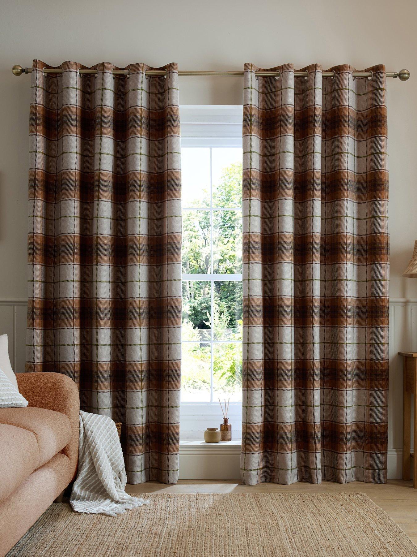 Catherine Lansfield Brushed Woven Glencoe Check Eyelet Curtains
