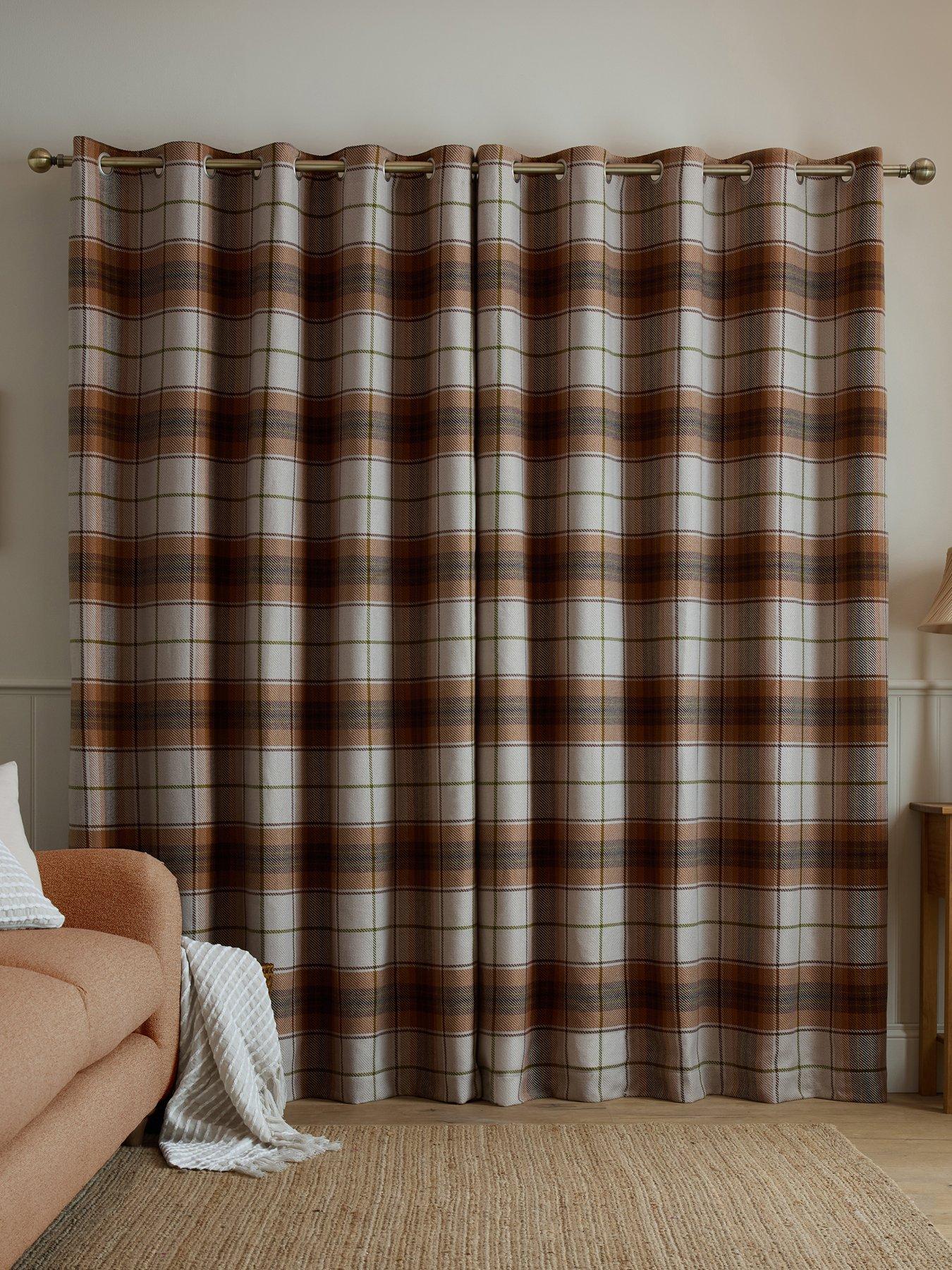 Image 2 of 5 of Catherine Lansfield Brushed Woven Glencoe Check Eyelet Curtains