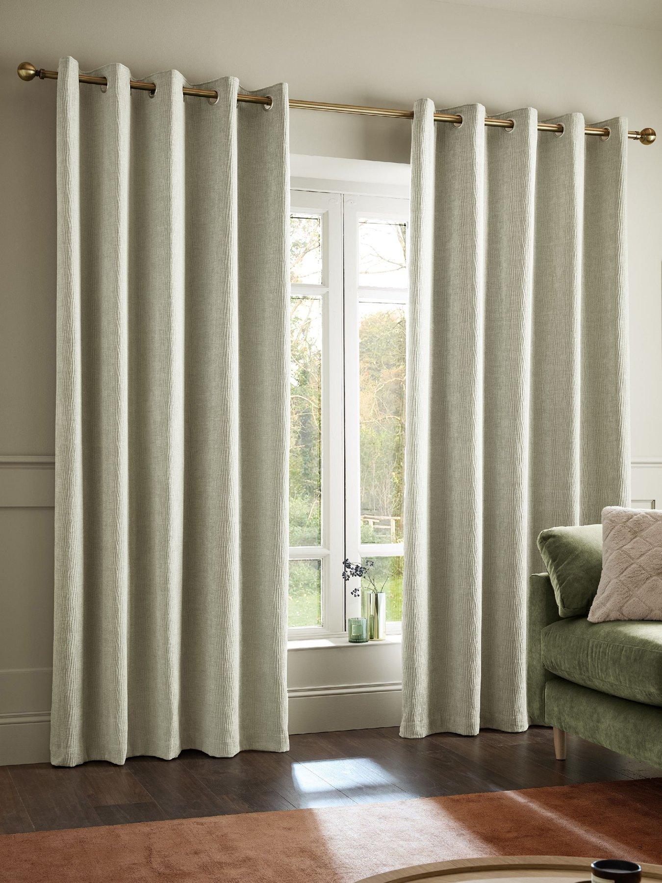 Catherine Lansfield Crinkle Chenille Lined Eyelet Curtains Blue 229X 229Cm - Image 9