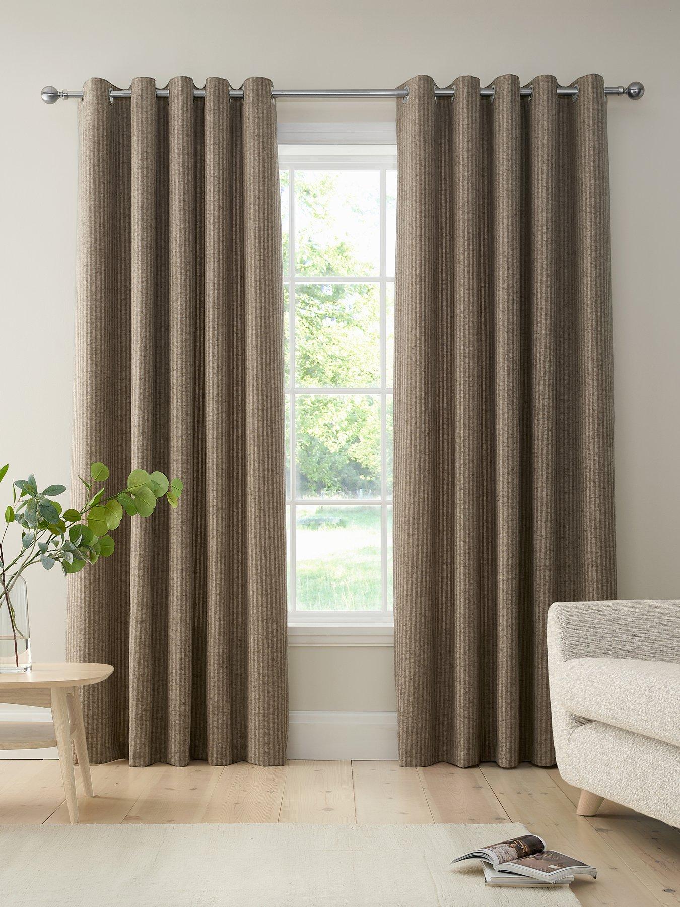 Image 1 of 5 of Bianca Fine Linens Chenille Stripe Eyelet Curtains