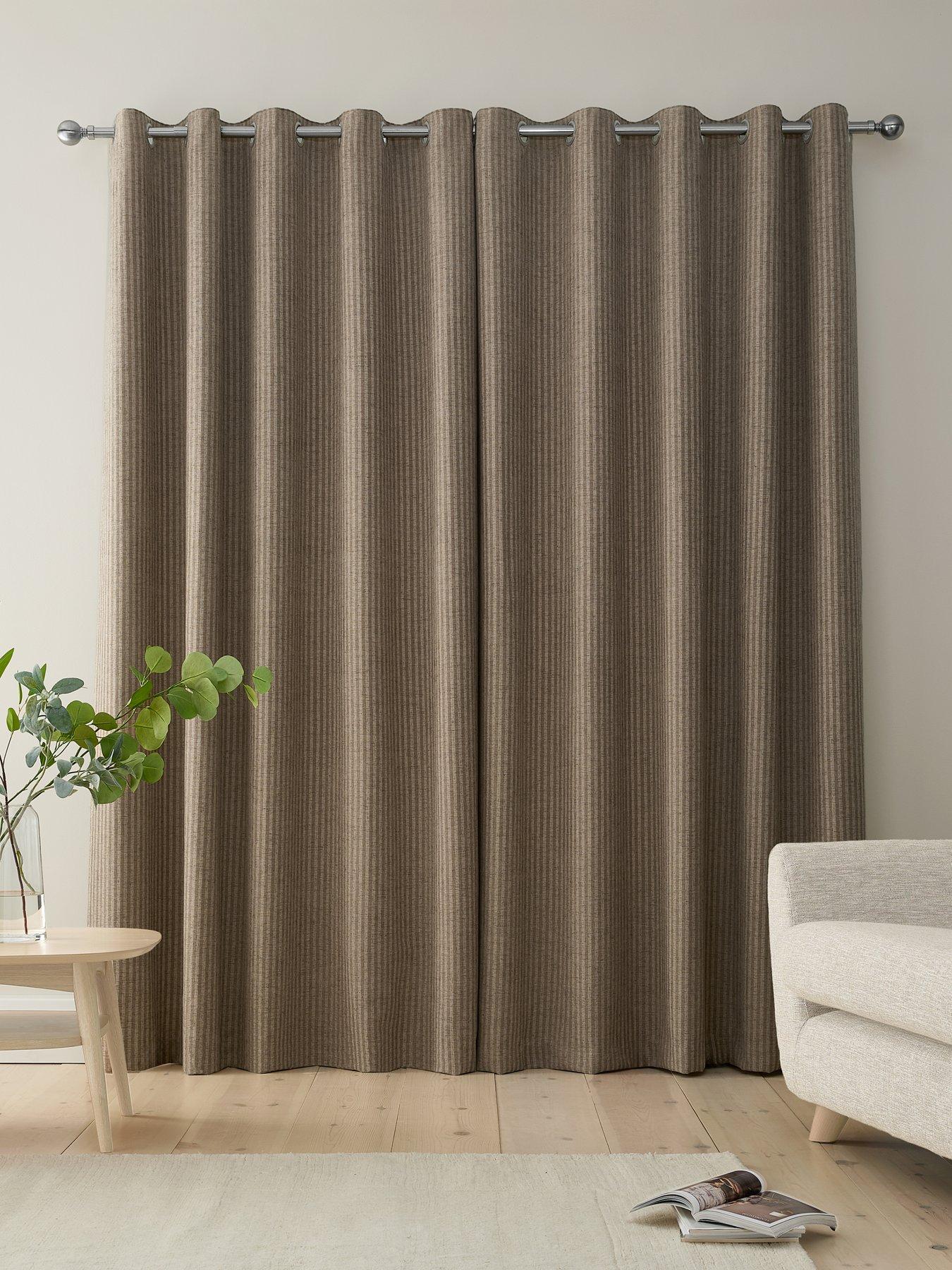 Image 2 of 5 of Bianca Fine Linens Chenille Stripe Eyelet Curtains