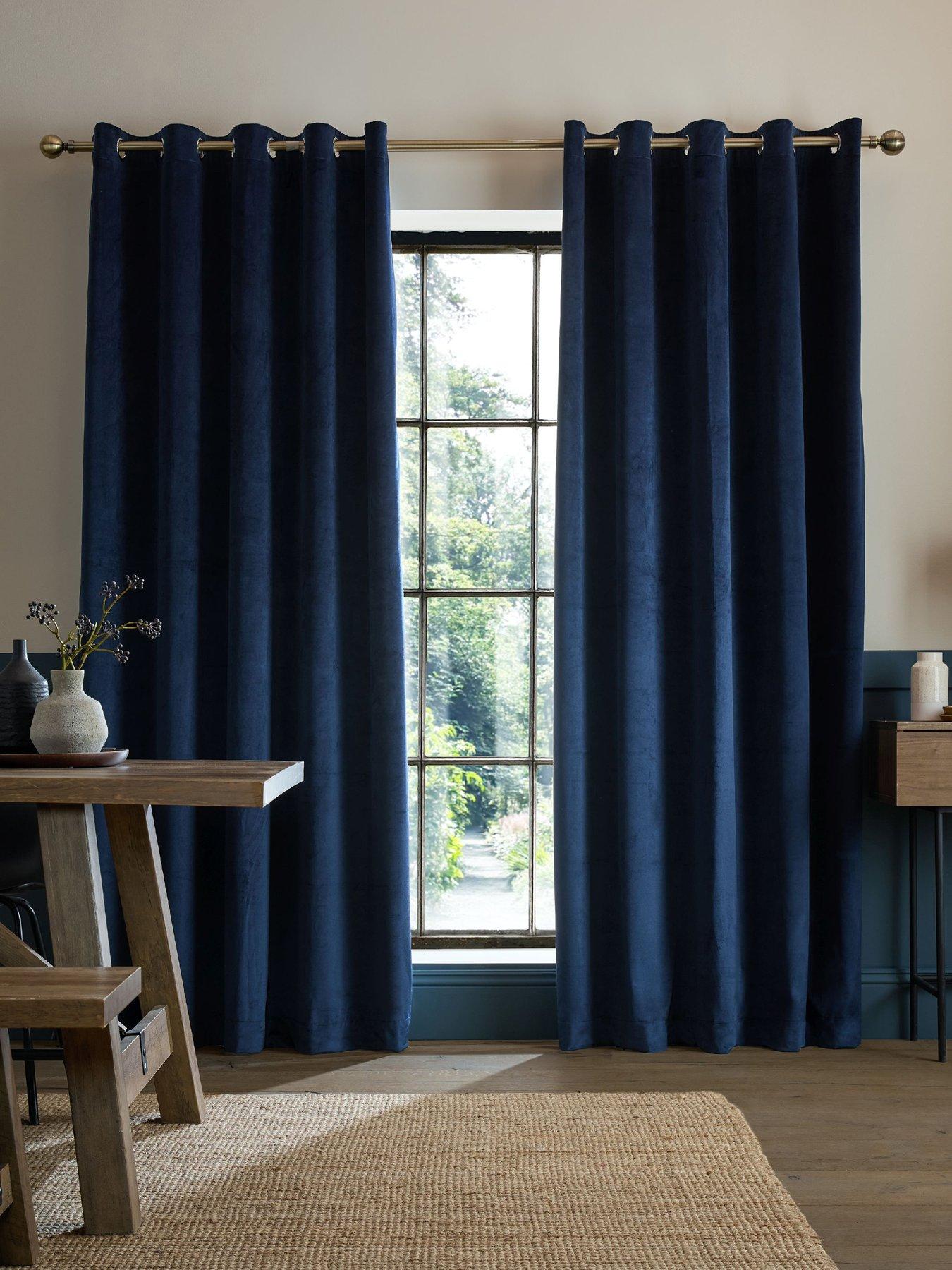 Catherine Lansfield Woven Super Thermal Blackout Matt Velour Door Panel Curtains