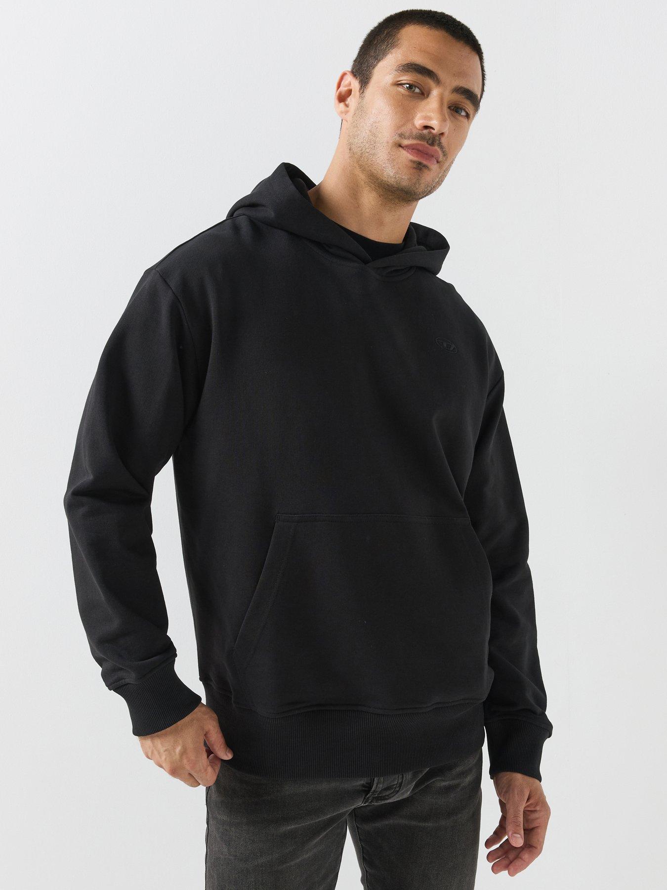 Diesel Mens Statement Back Print Overhead Hoodie, Black, Size M, Men