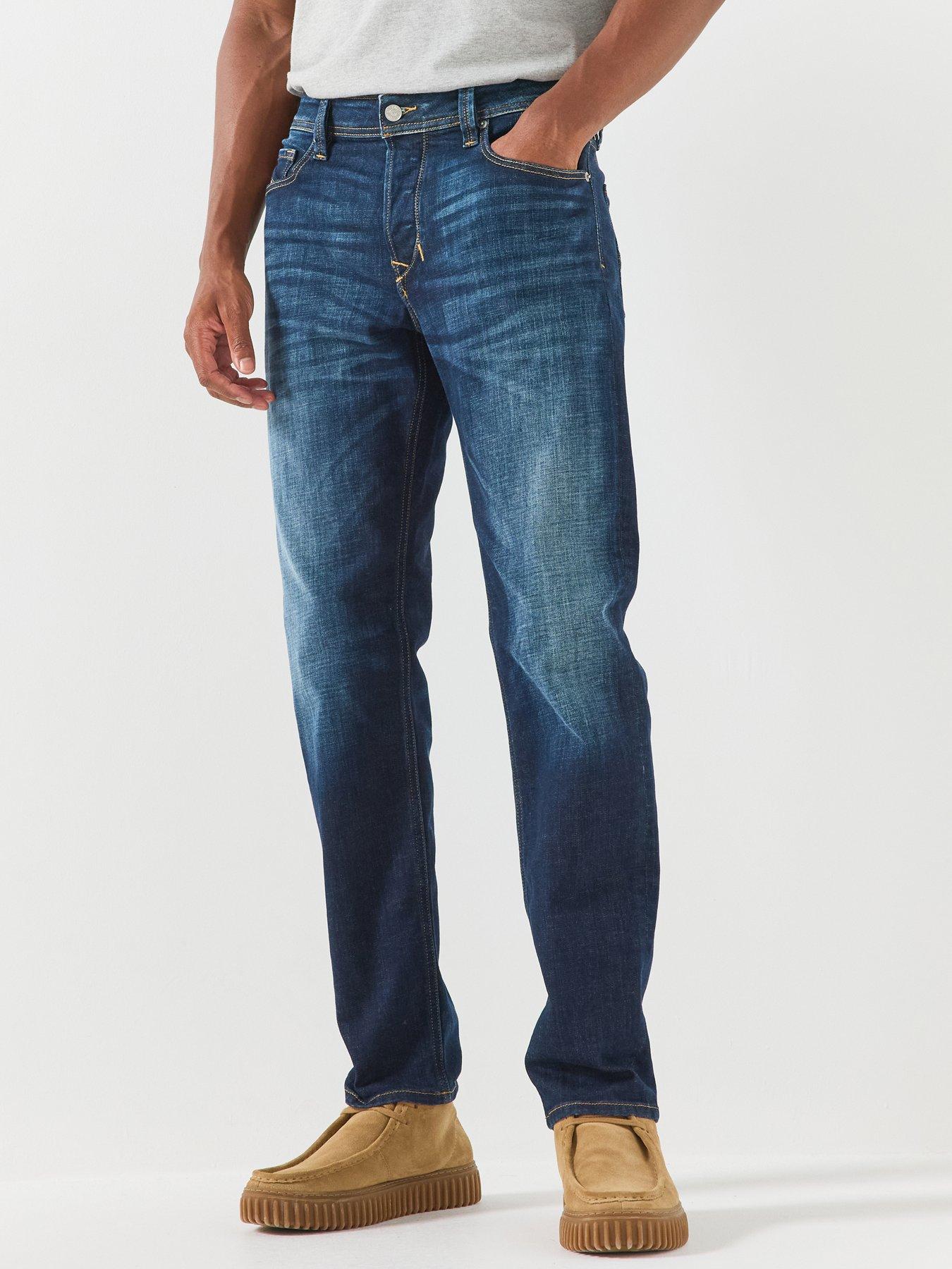 Image 1 of 6 of Diesel Mens Larkee-Beex Tapered Low Rise Button Fly Jeans - Dark Blue