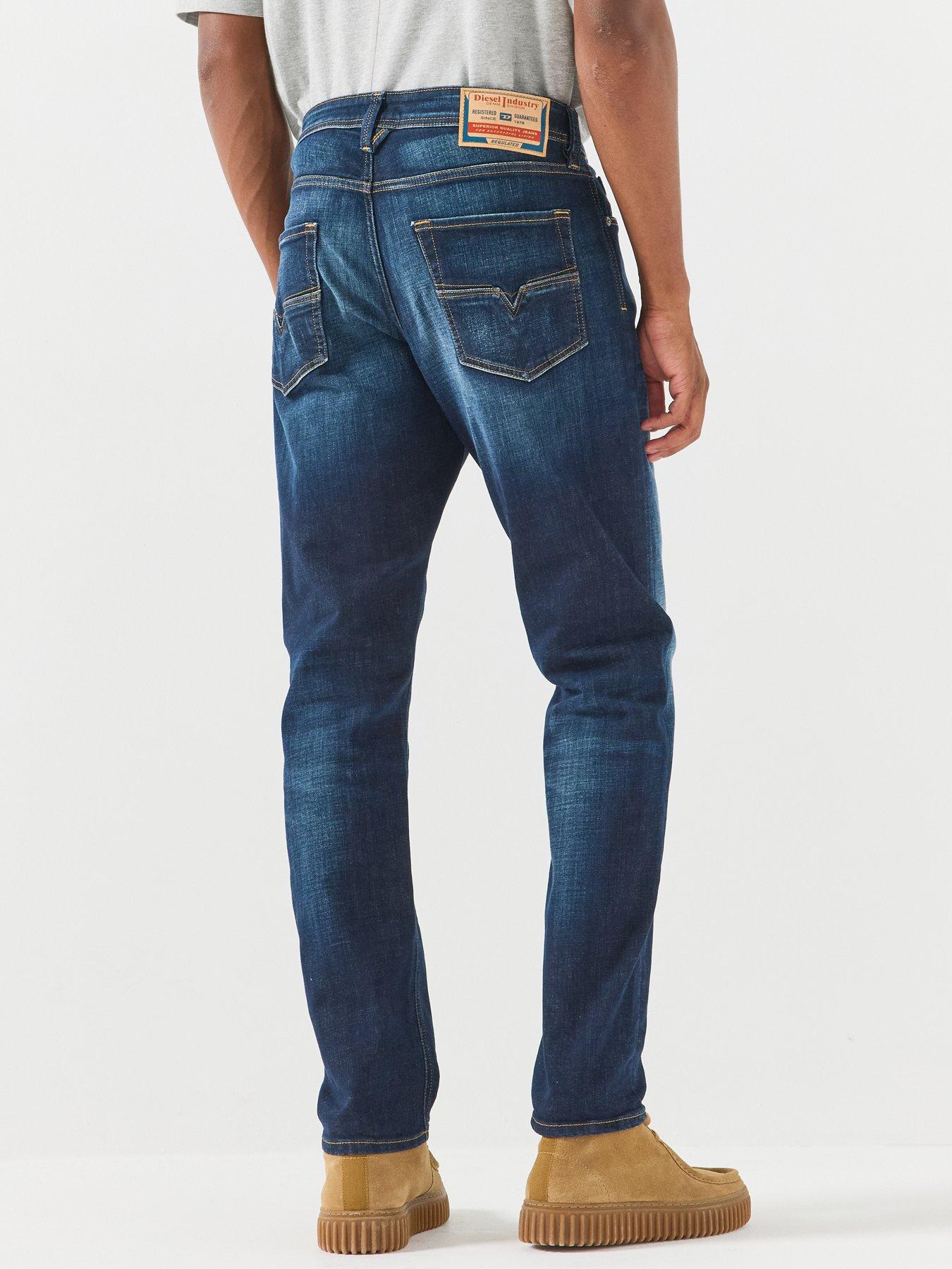 Image 2 of 6 of Diesel Mens Larkee-Beex Tapered Low Rise Button Fly Jeans - Dark Blue