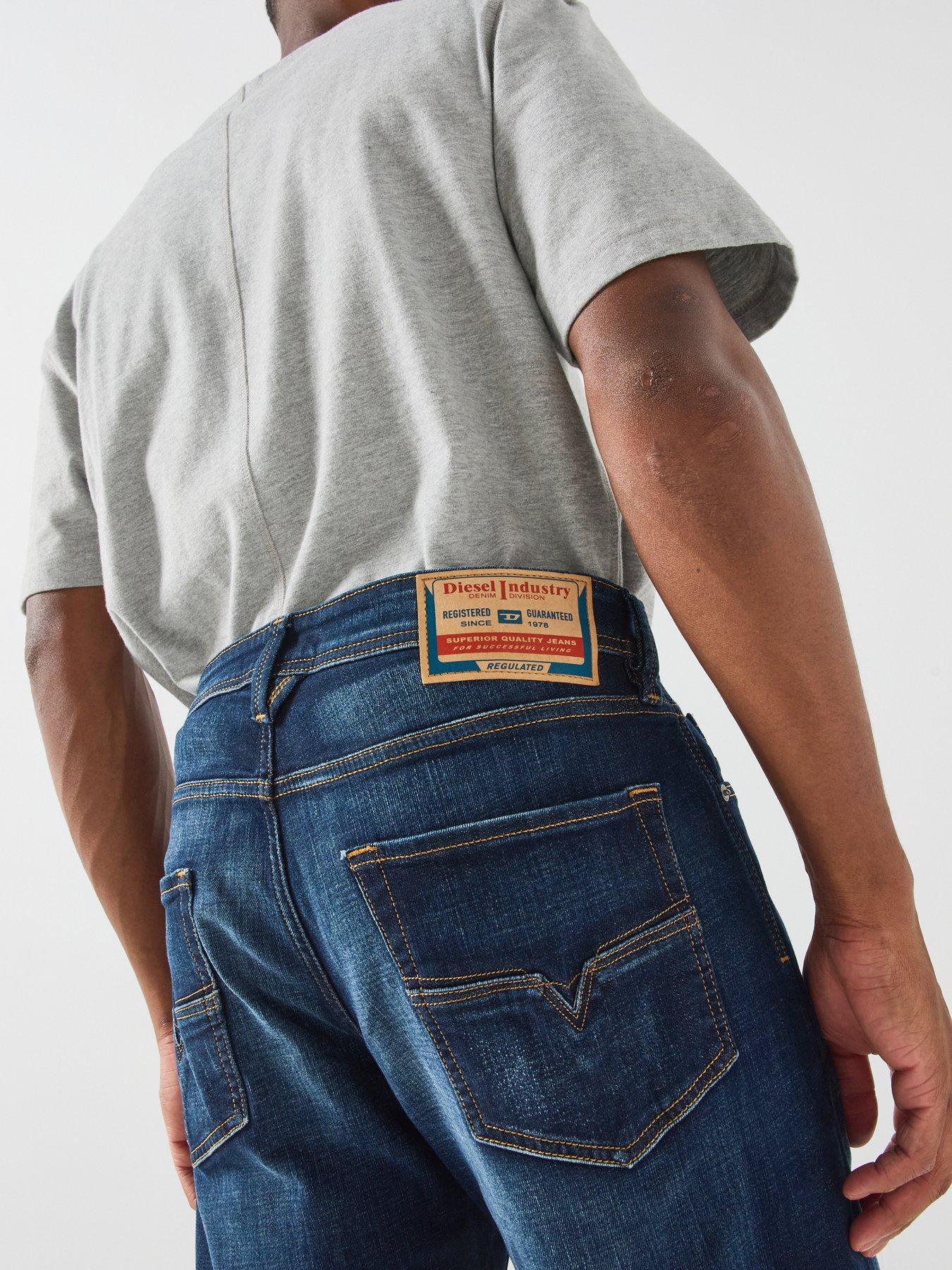 Image 5 of 6 of Diesel Mens Larkee-Beex Tapered Low Rise Button Fly Jeans - Dark Blue