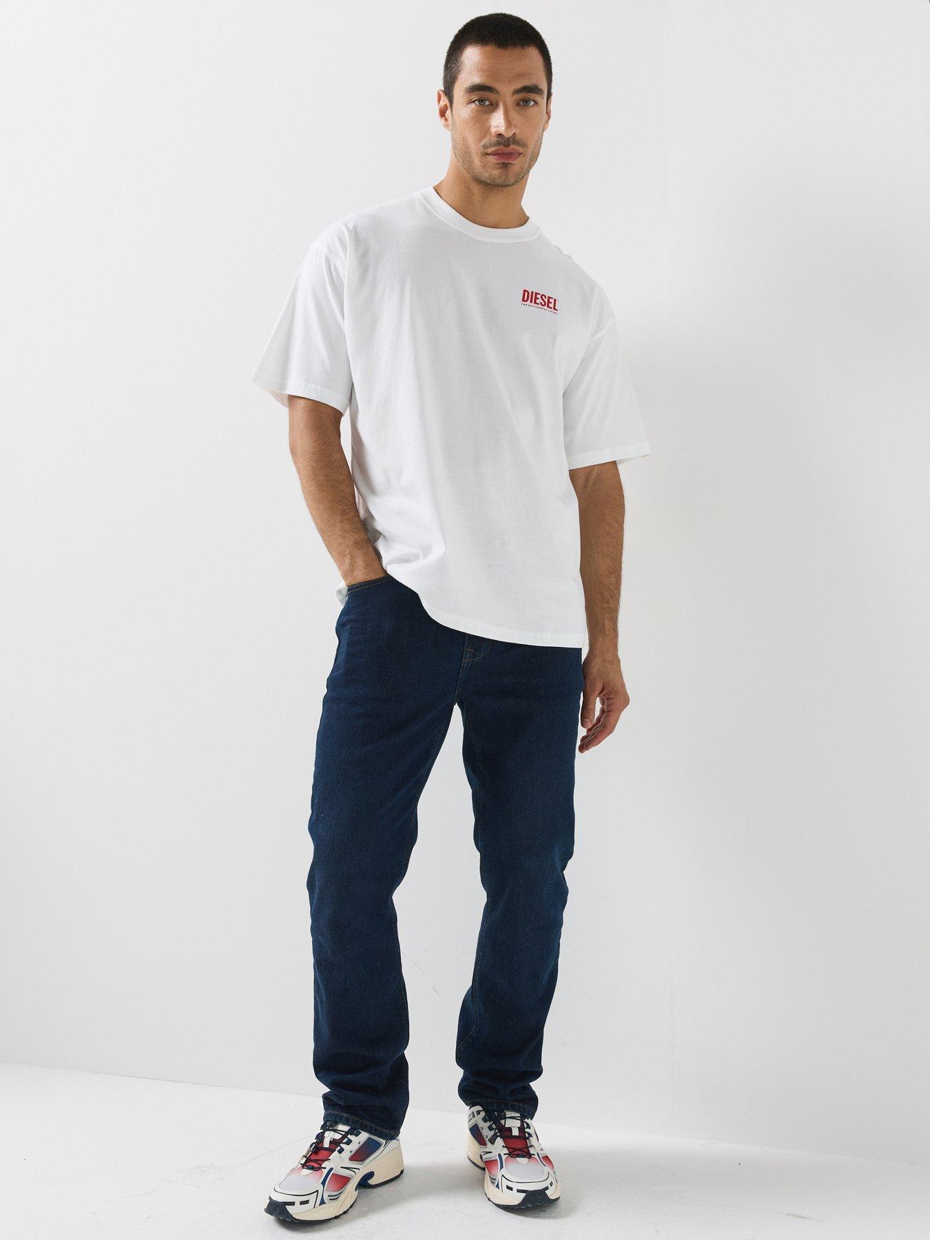Image 3 of 5 of Diesel Mens Relaxed Fit Back Graphic T-Shirt - White