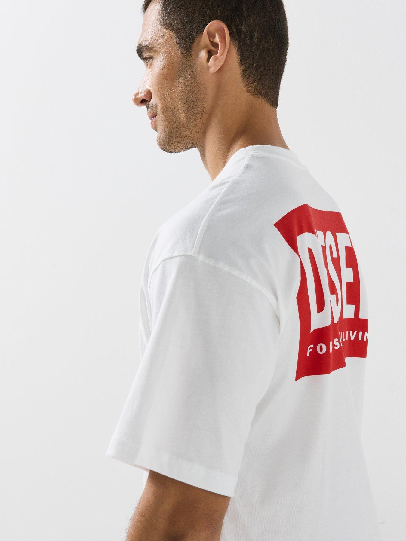 Image 5 of 5 of Diesel Mens Relaxed Fit Back Graphic T-Shirt - White
