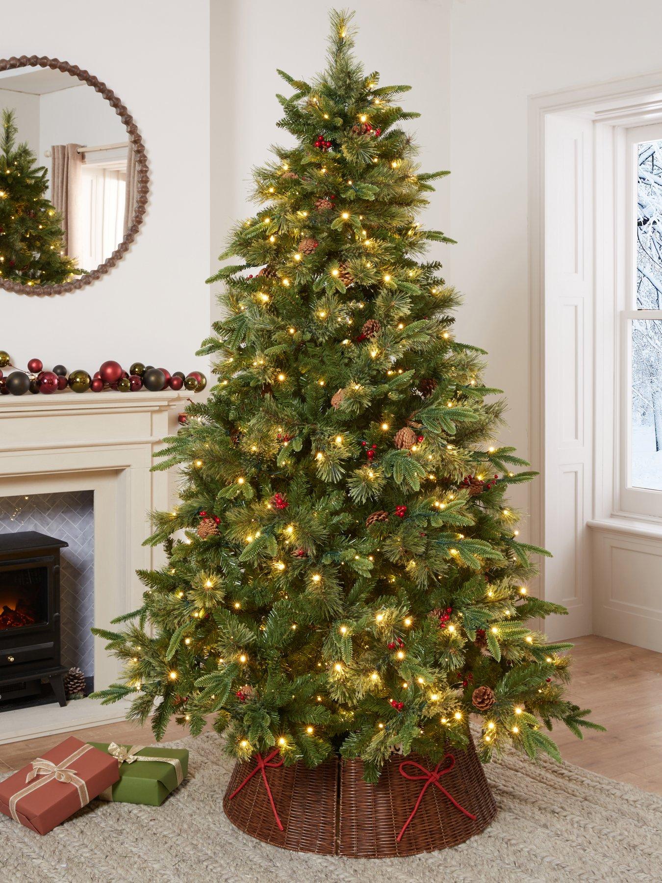Festive 7ft Slim Pre-lit Starlight Lake Fir Christmas Tree