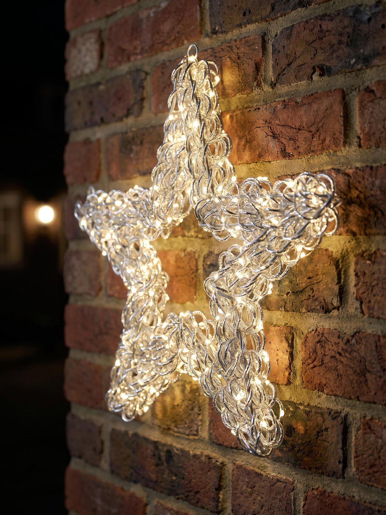 Festive Lit Spiral Silver Pet Twirl Star Christmas Light - 50cm