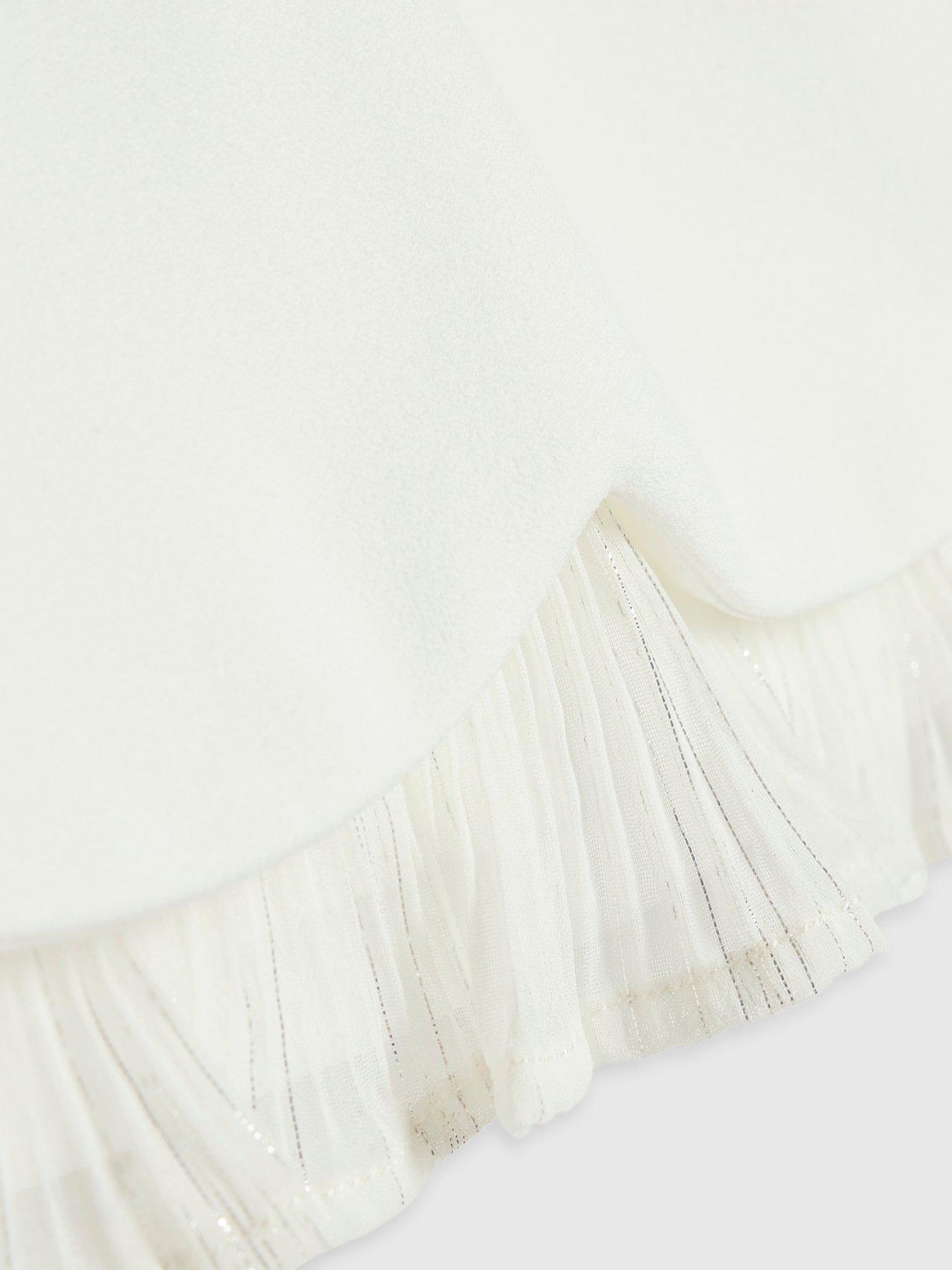 Image 4 of 5 of River Island Girls Premium Plisse Top Set - Cream