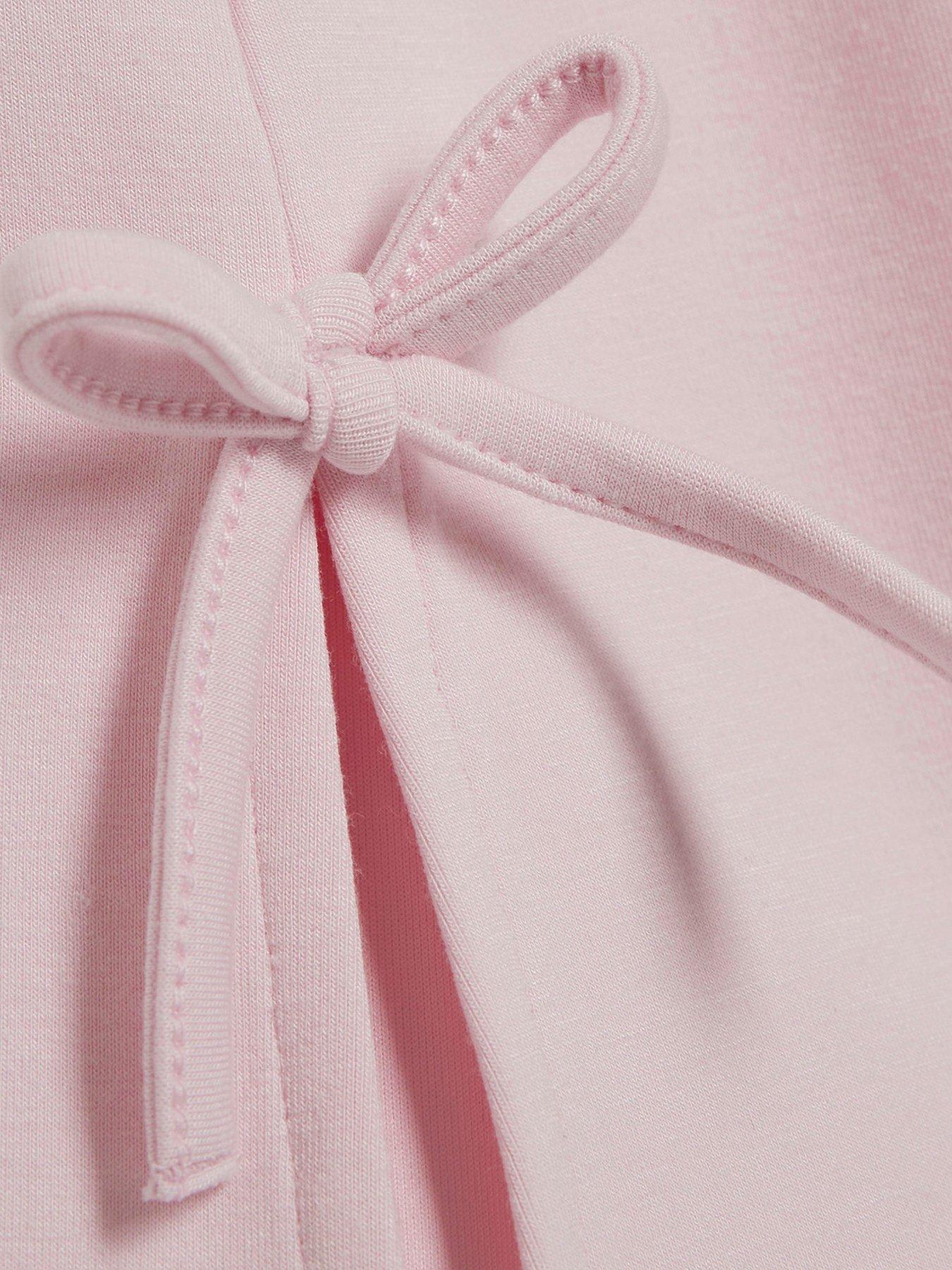 Image 3 of 4 of River Island Girls Fold Over Bow Hem Flare Trousers - Pink