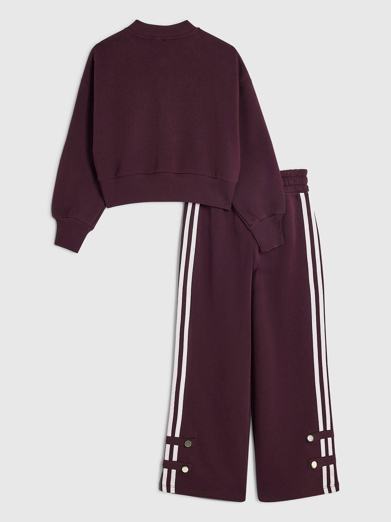 Image 2 of 5 of River Island Girls Drummer Bomber Tracksuit Set - Burgundy