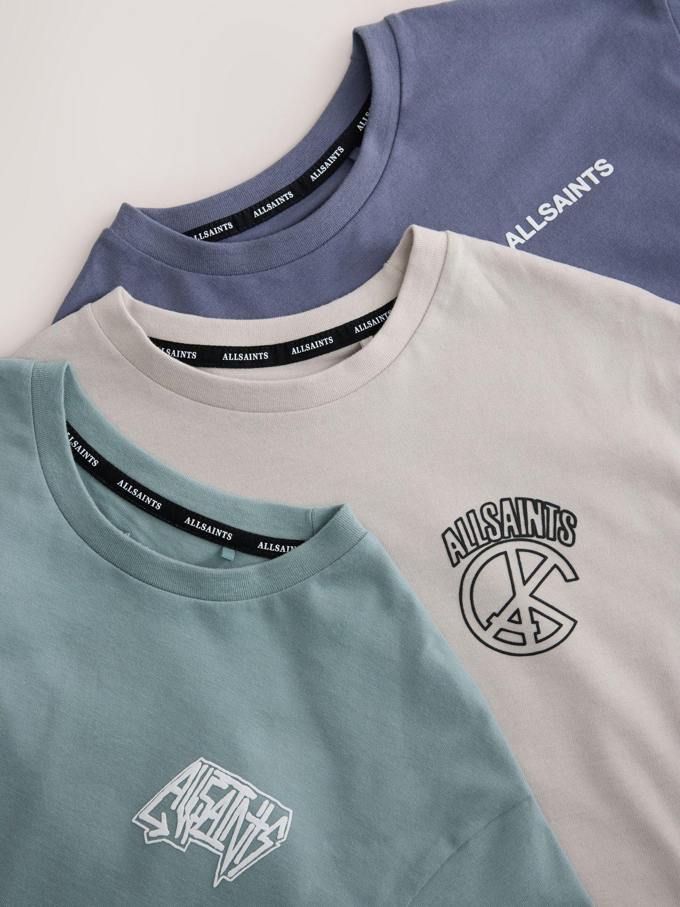 Image 5 of 6 of smALLSAINTS Boys' 3 Pack Graphic Logo Short Sleeve T-Shirts - Blue/White/Mint