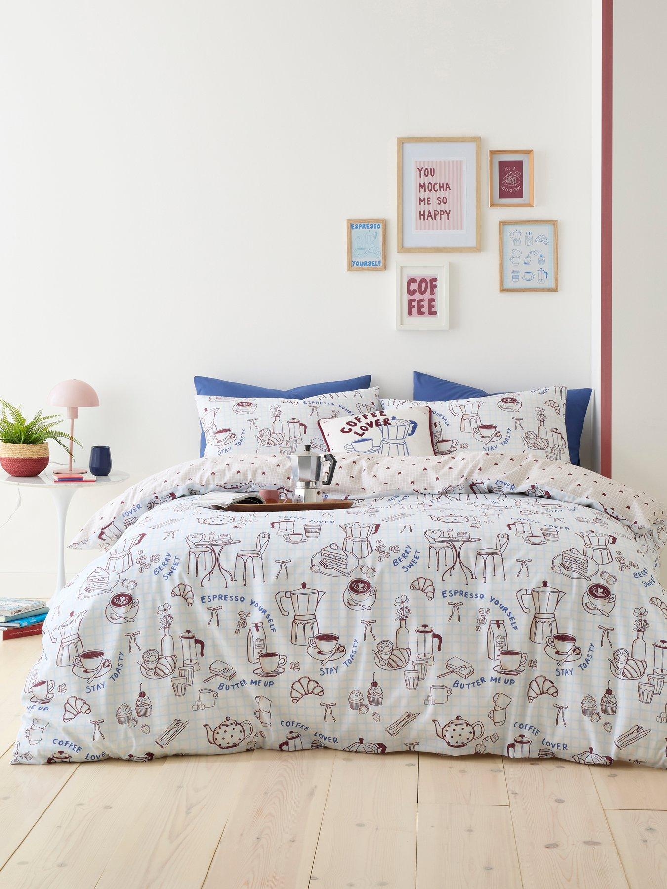 Image 5 of 5 of Fusion Coffee Club Duvet Cover Set in Blue