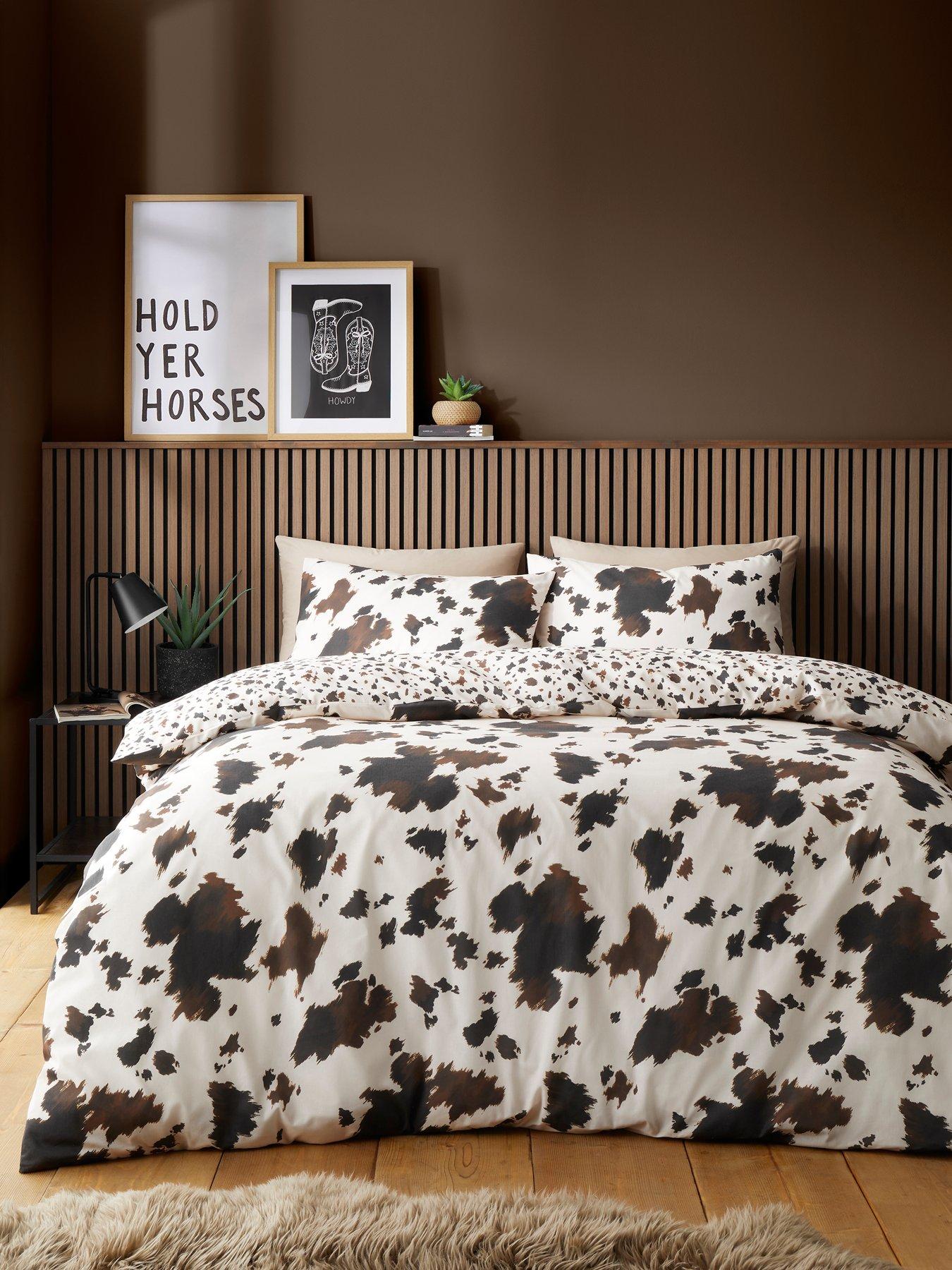 Fusion Cow Print Duvet Cover Set In Natural
