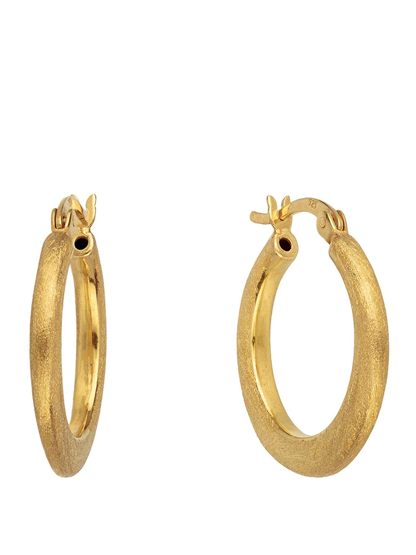 Image 1 of 5 of The Love Collection Gold Plated Sterling Silver Textured Hoop Creoles