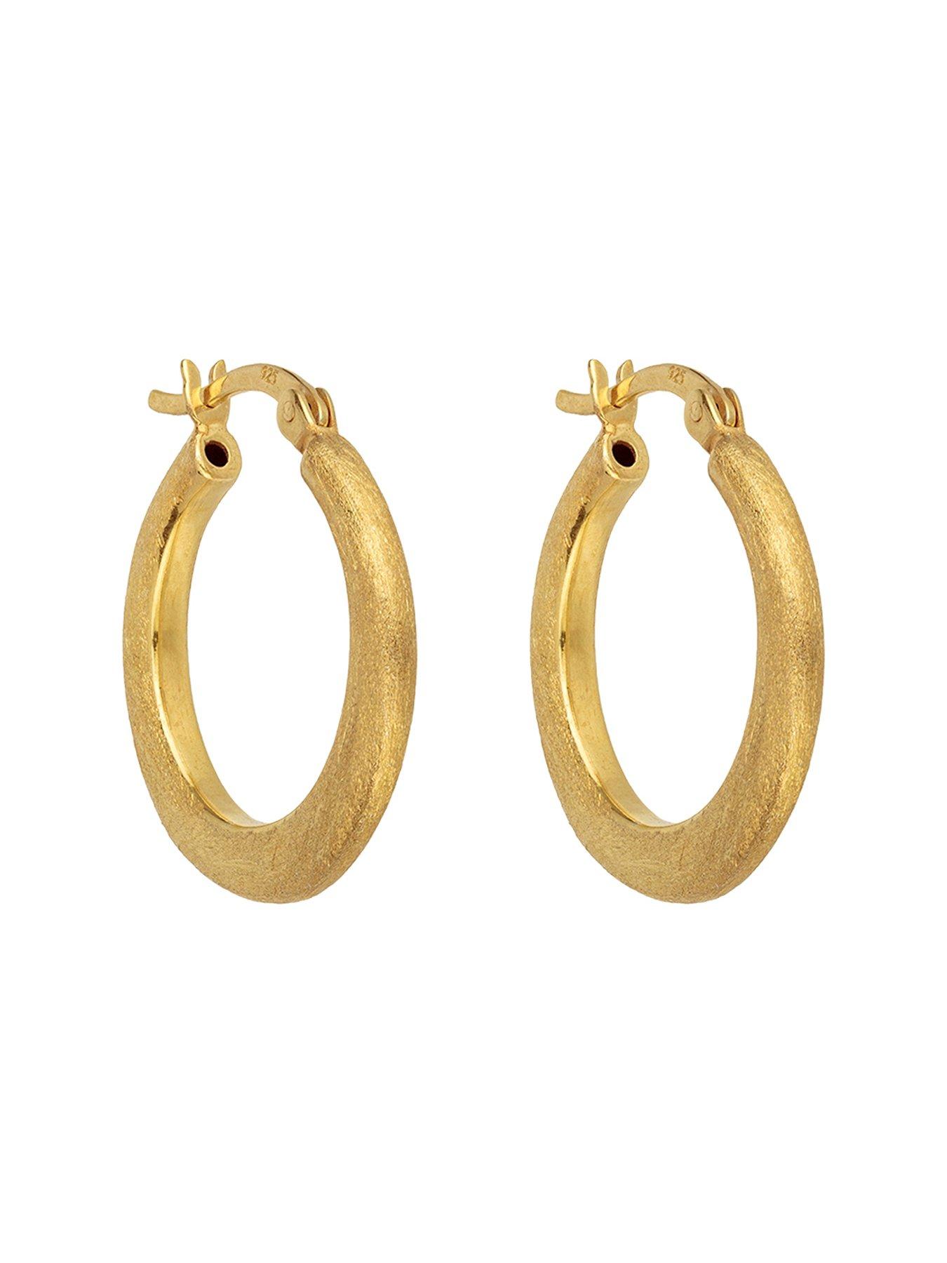 Image 3 of 5 of The Love Collection Gold Plated Sterling Silver Textured Hoop Creoles